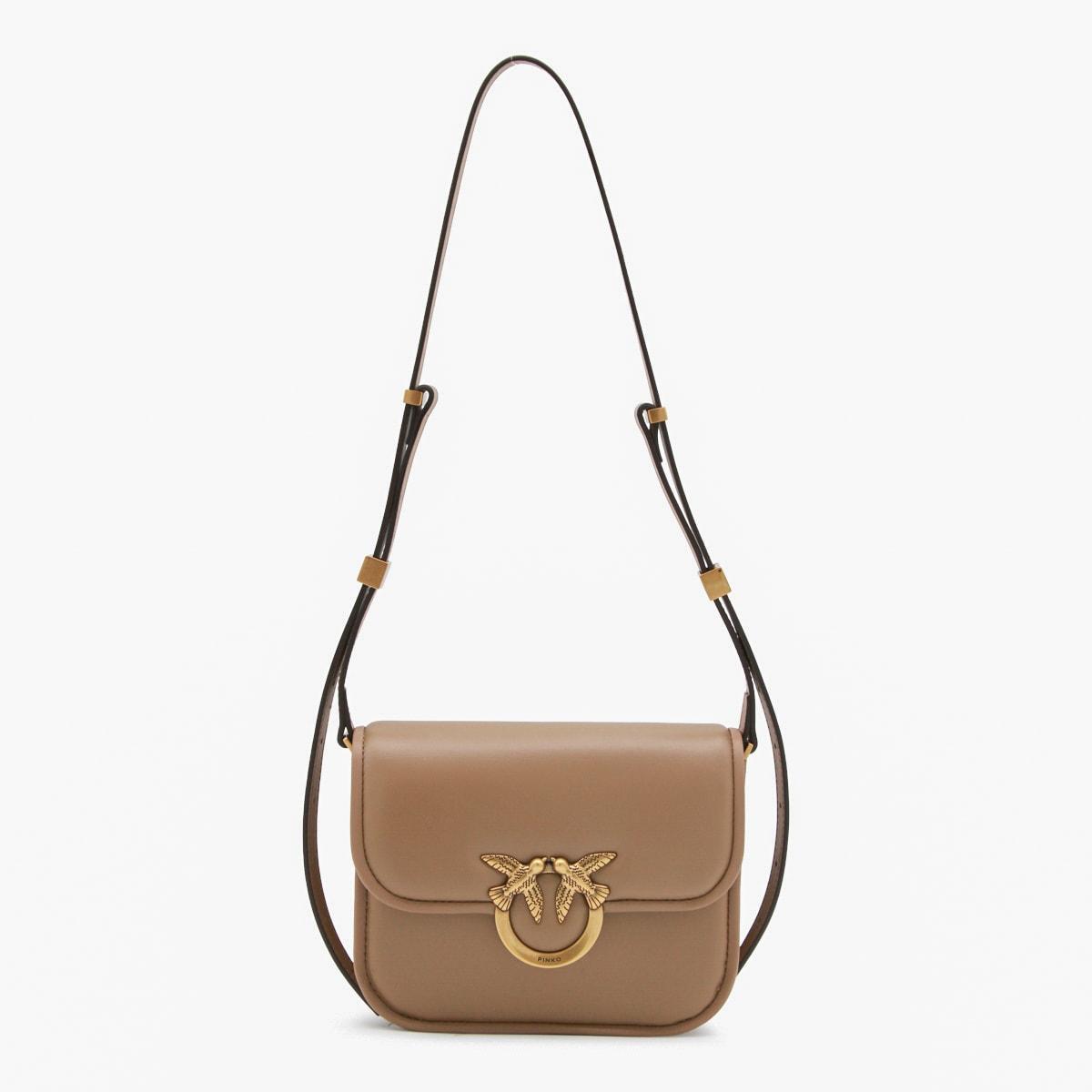 pinko camel leather crossbody bag