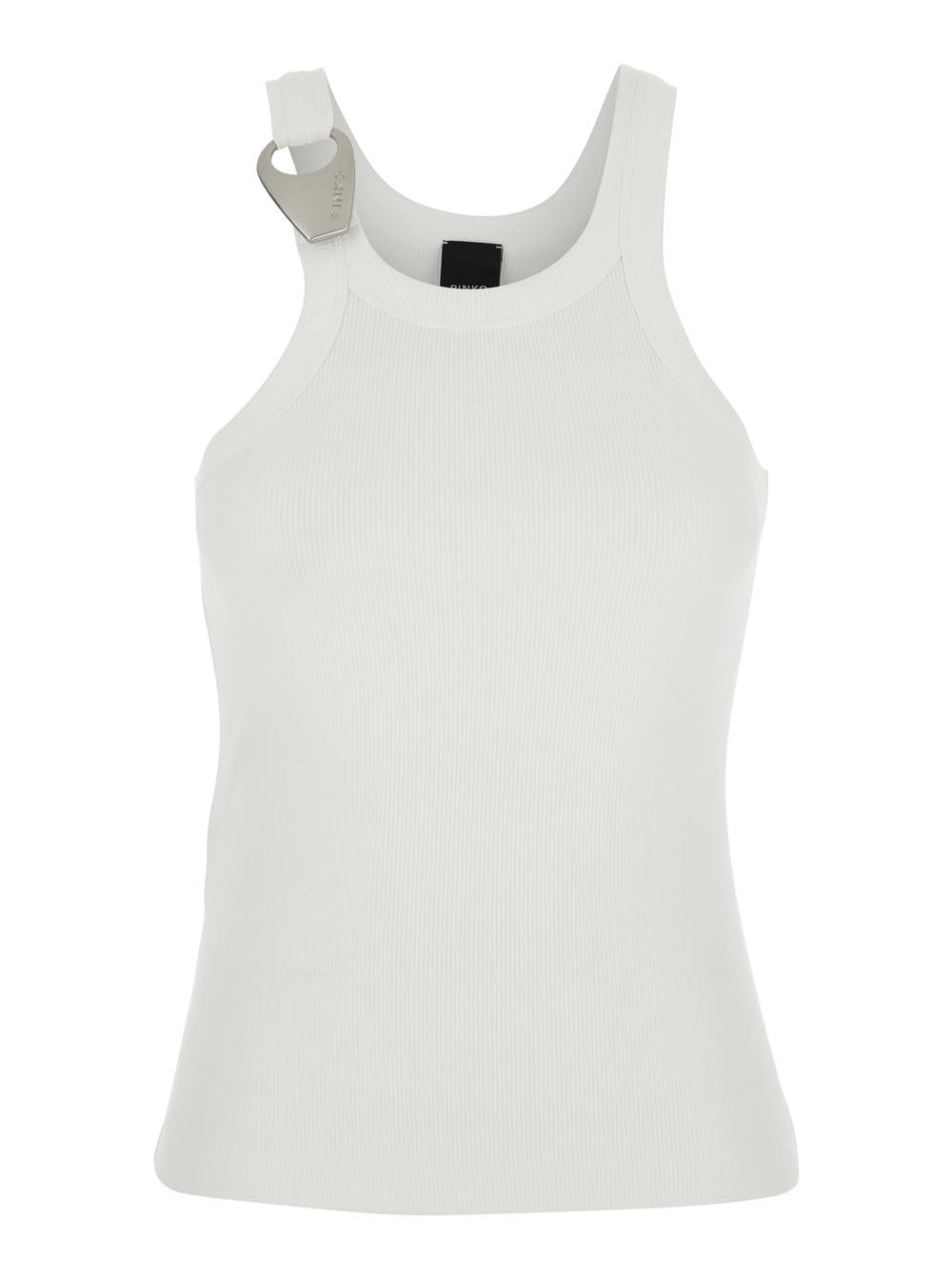 pinko cassis tank top with ribbing in white women
