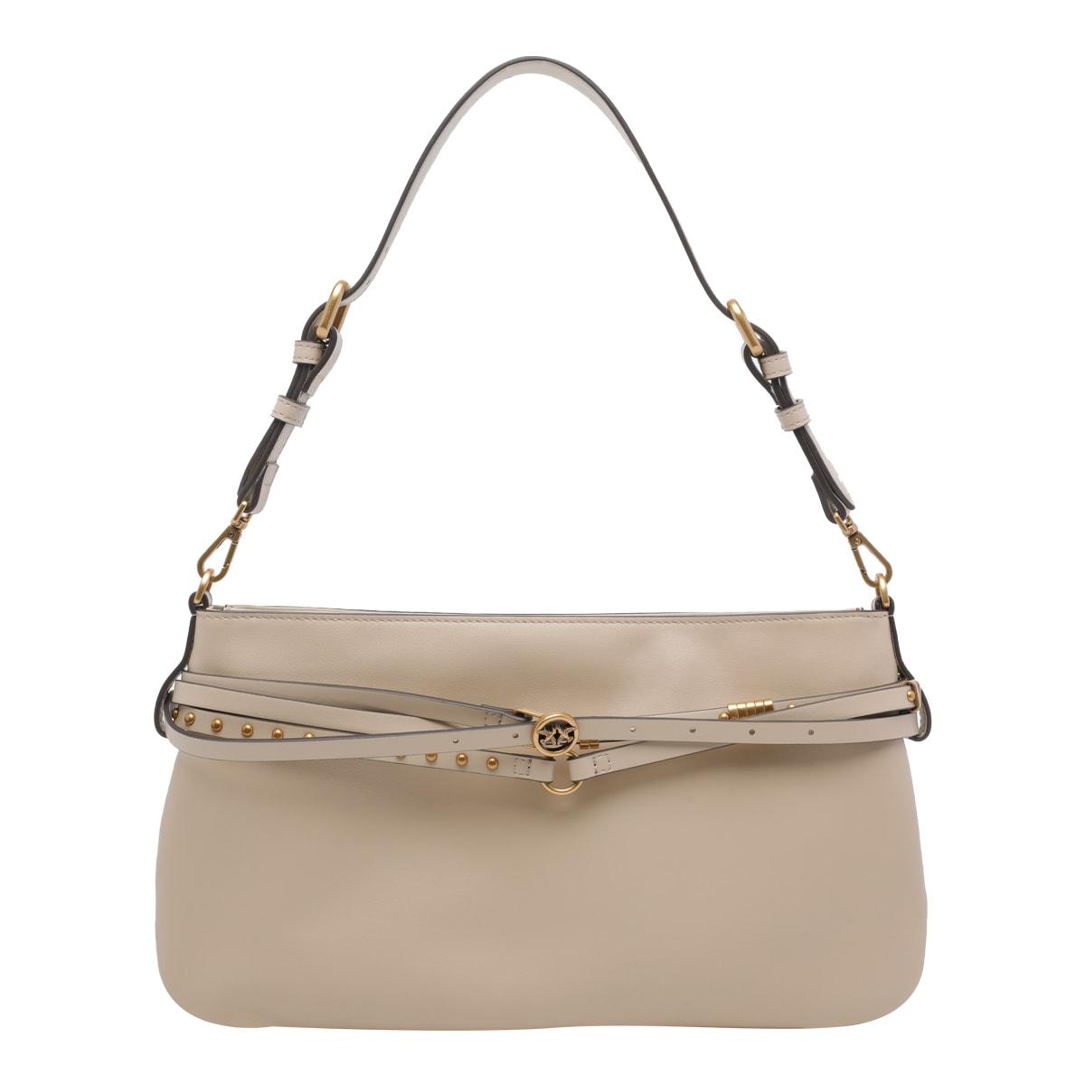 pinko classic leather shoulder bag