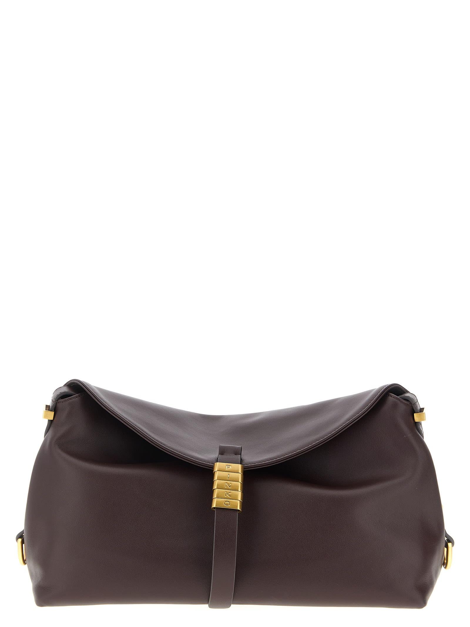 pinko classic saddle baguette medium shoulder bag