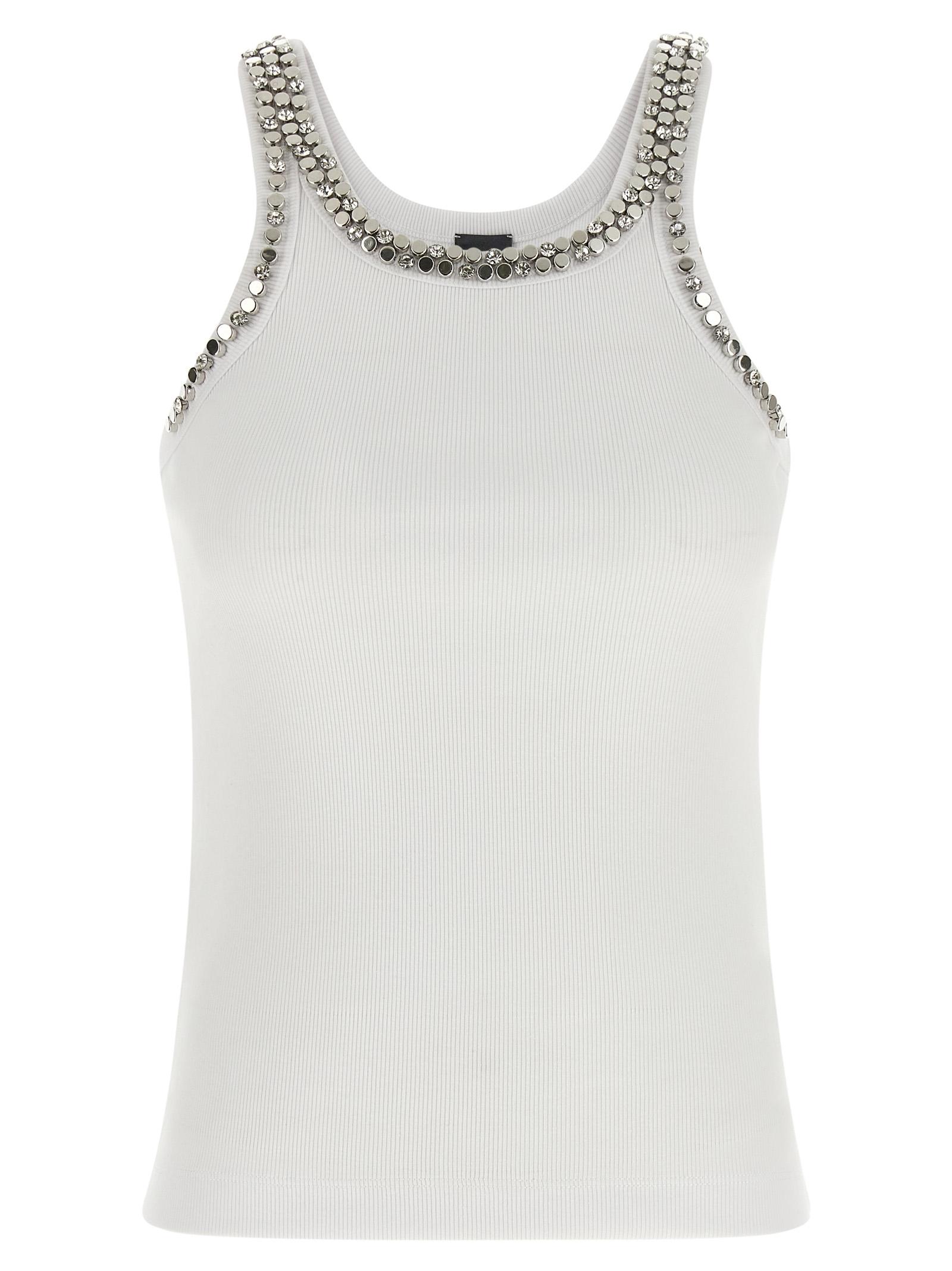 pinko coriandoli tank top white cotton polyester elastane tops - women