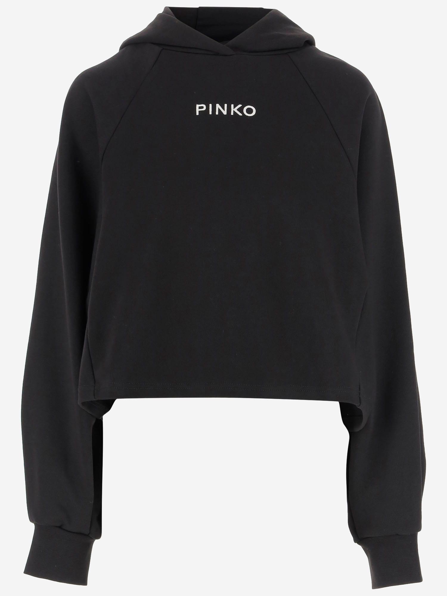 pinko cotton cropped sweatshirt with logo