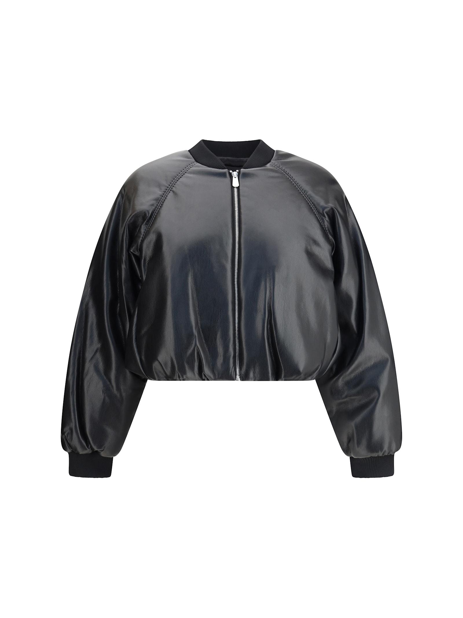 pinko cropped bomber with a leather-effect