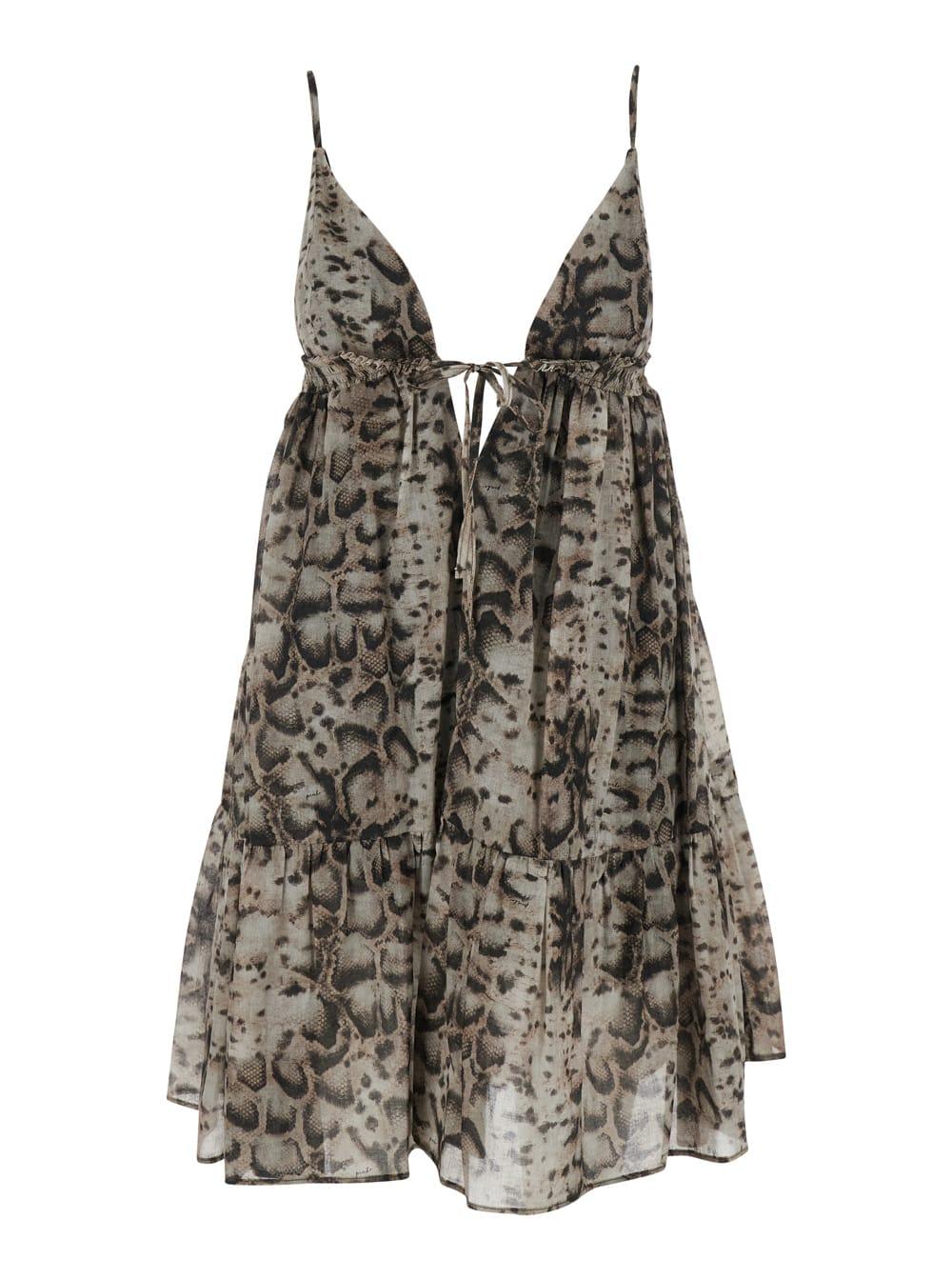 pinko dress adrano beige with floral print in cotton for women