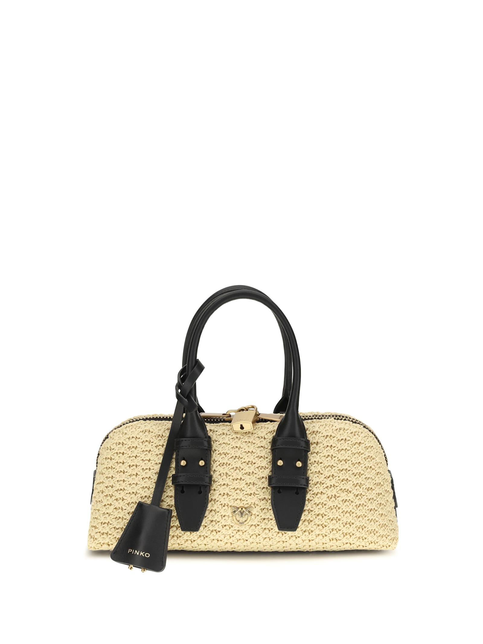pinko escape horizontal raffia handbag