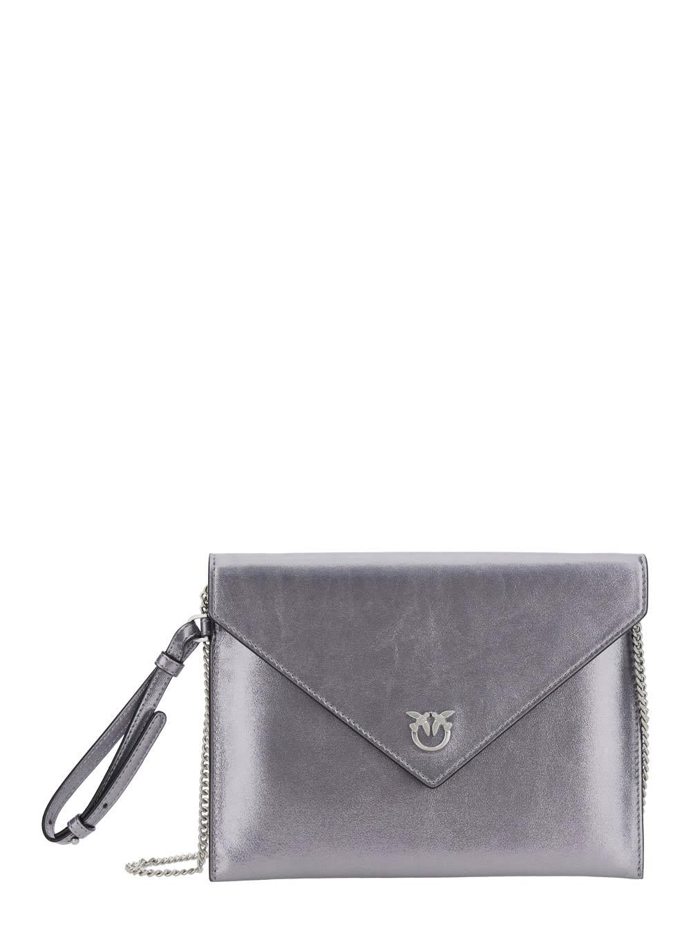 pinko flat purse handle metallic