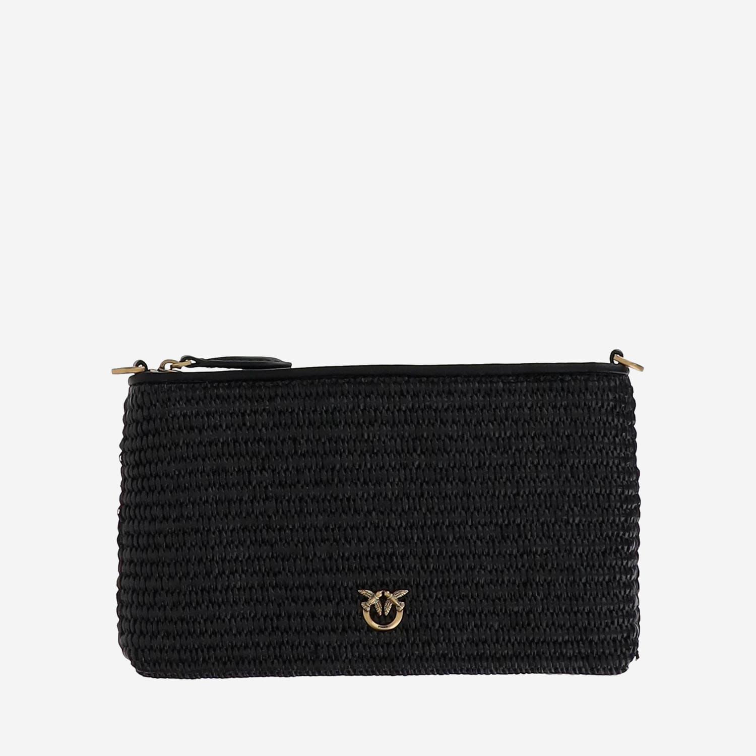 pinko flat shoulder bag made of raffia