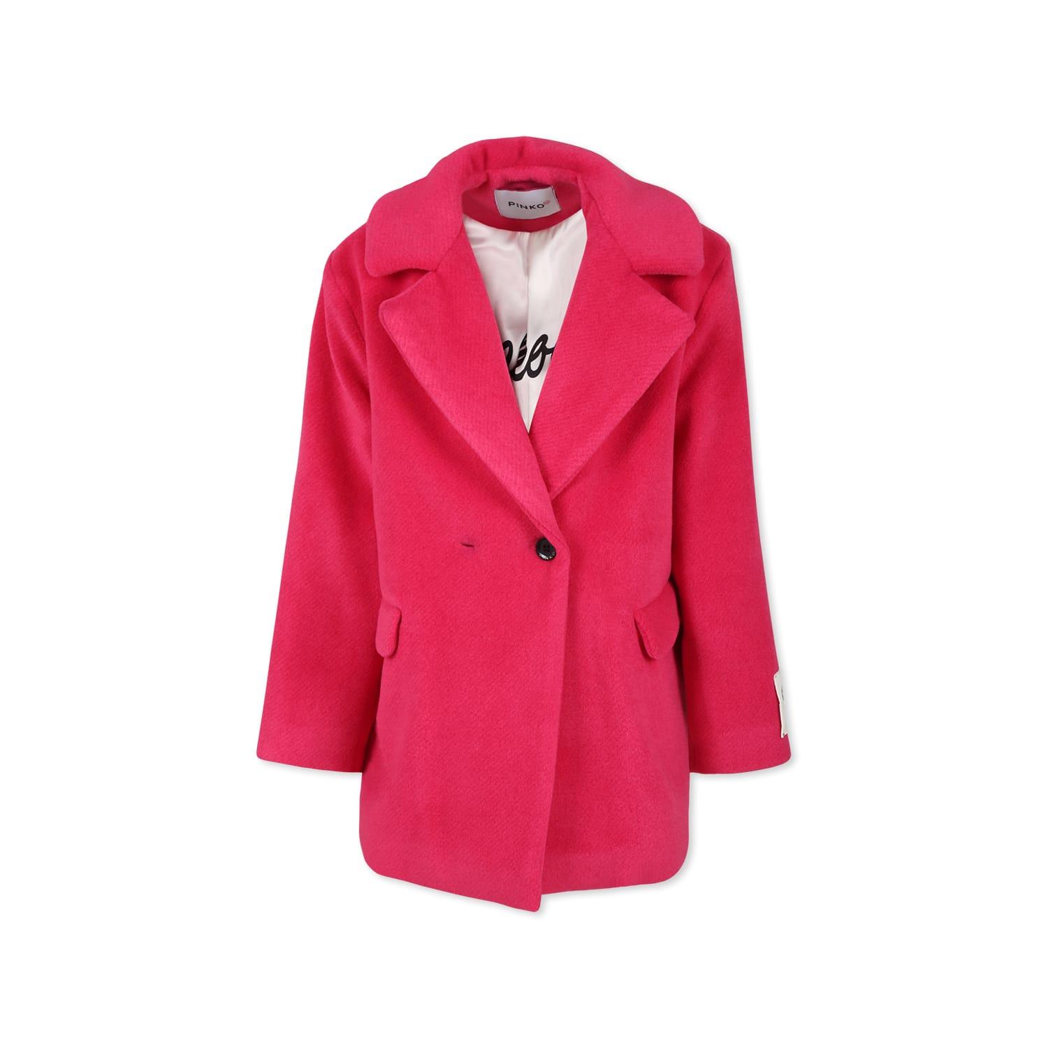 pinko fuchsia coat for girl with logo