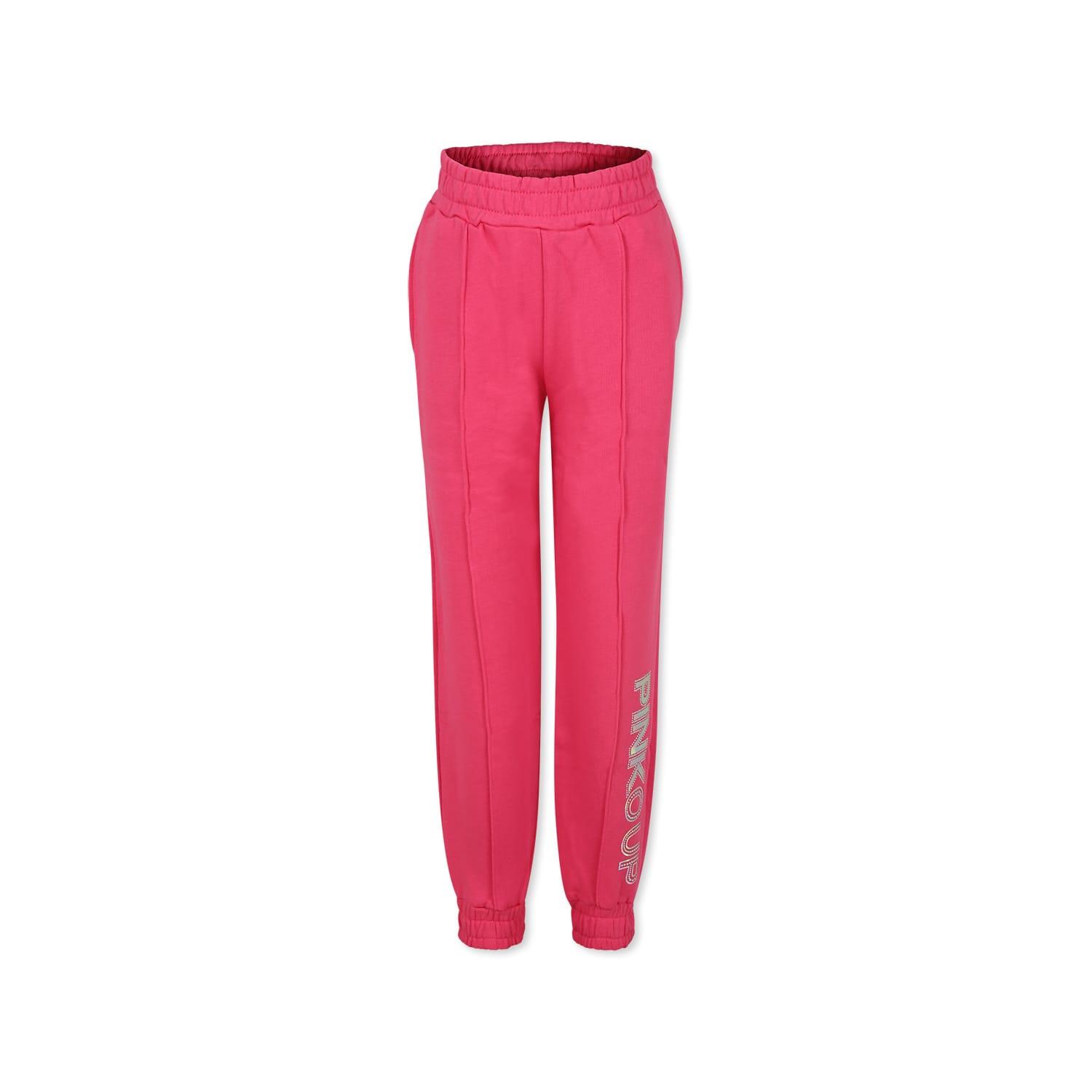 pinko fuchsia trousers for girl with logo