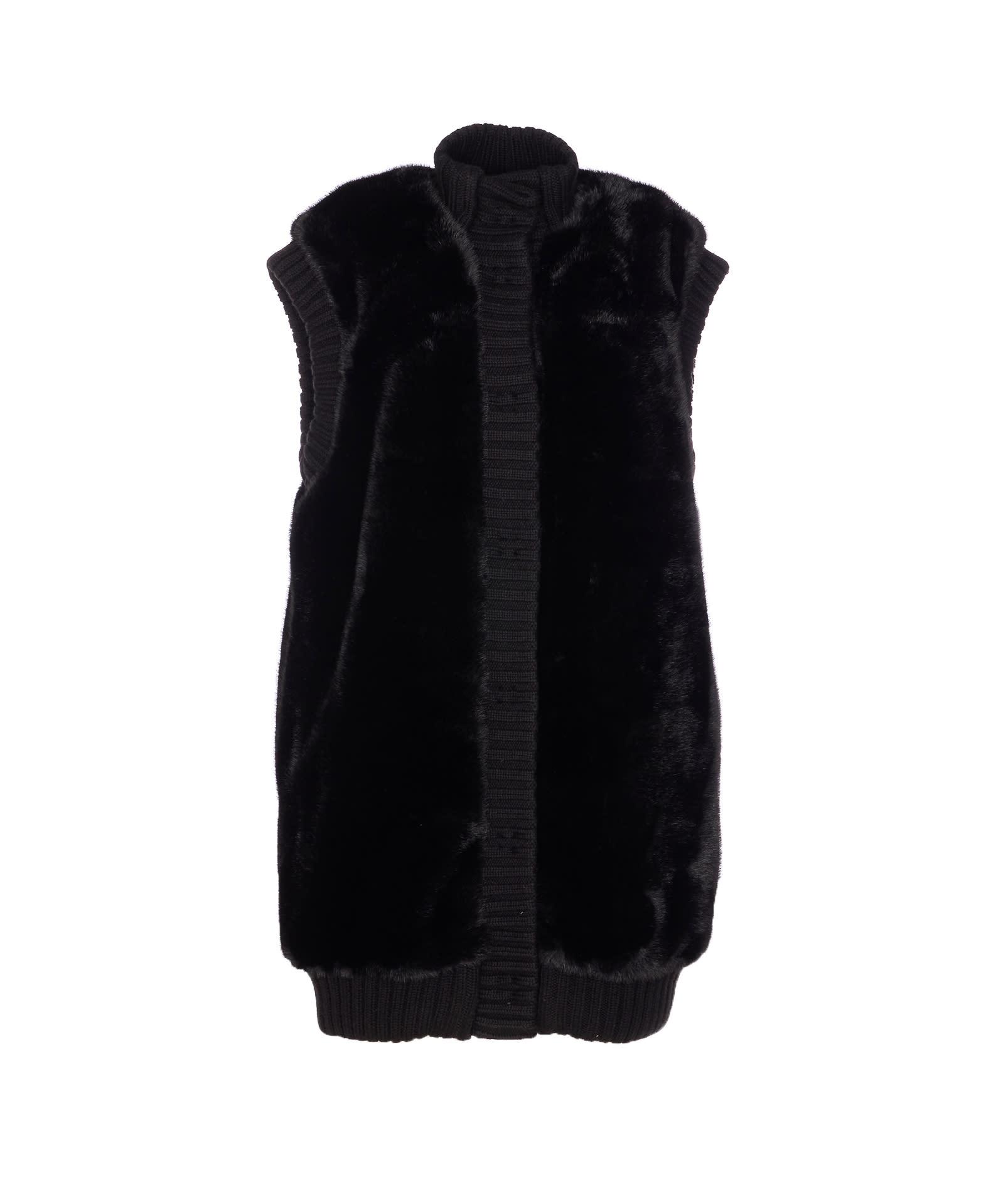 pinko genovese faux fur vest