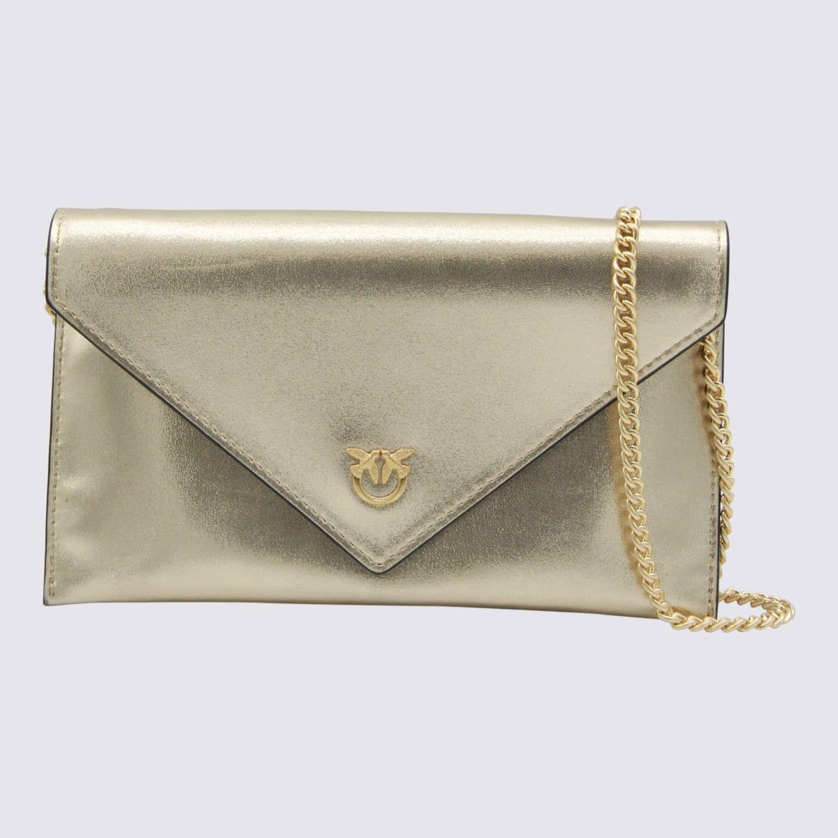 pinko gold tone leather crossbody bag