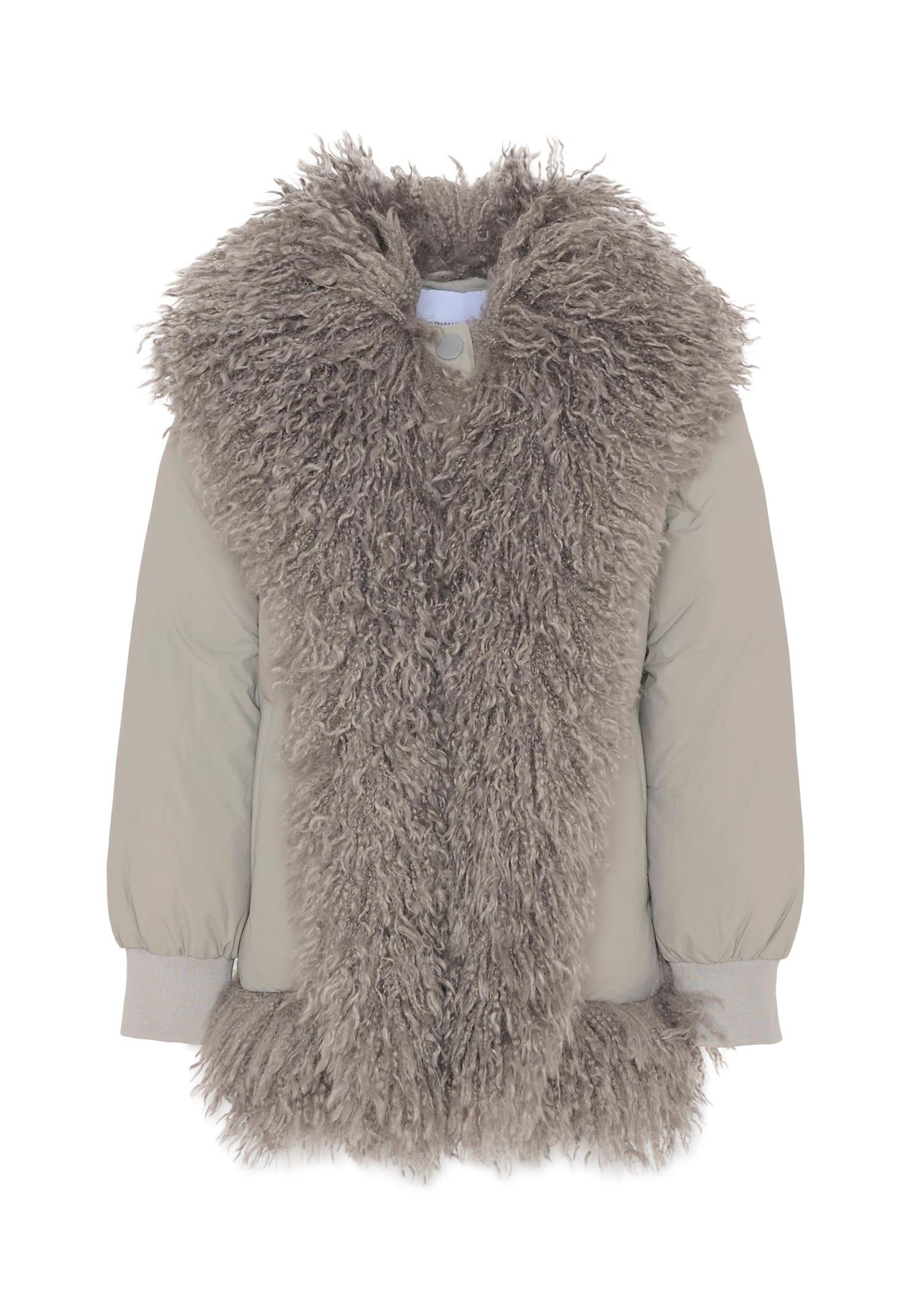 pinko grey faux fur coat for girl