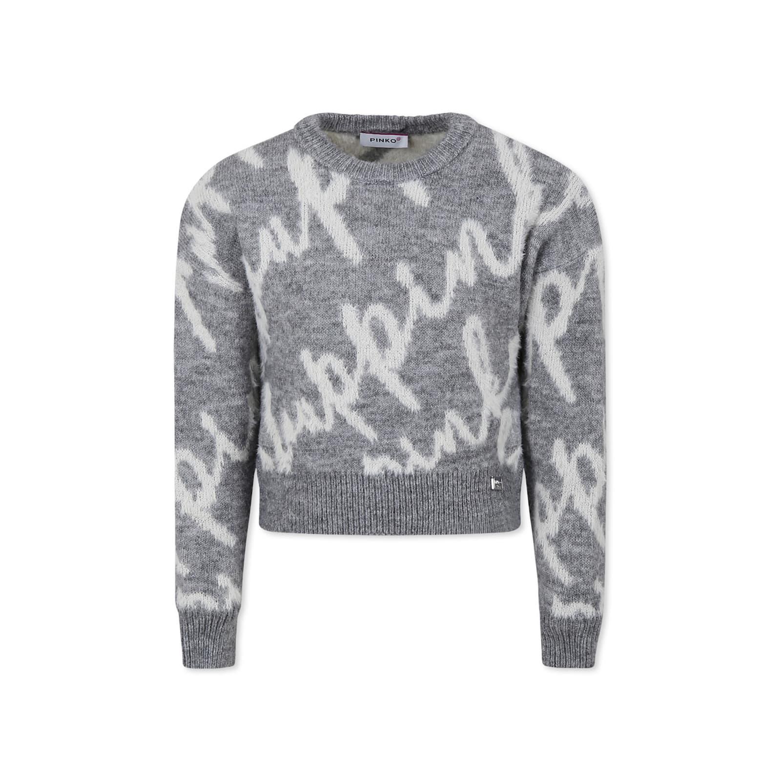 pinko grey sweater for girl with writing