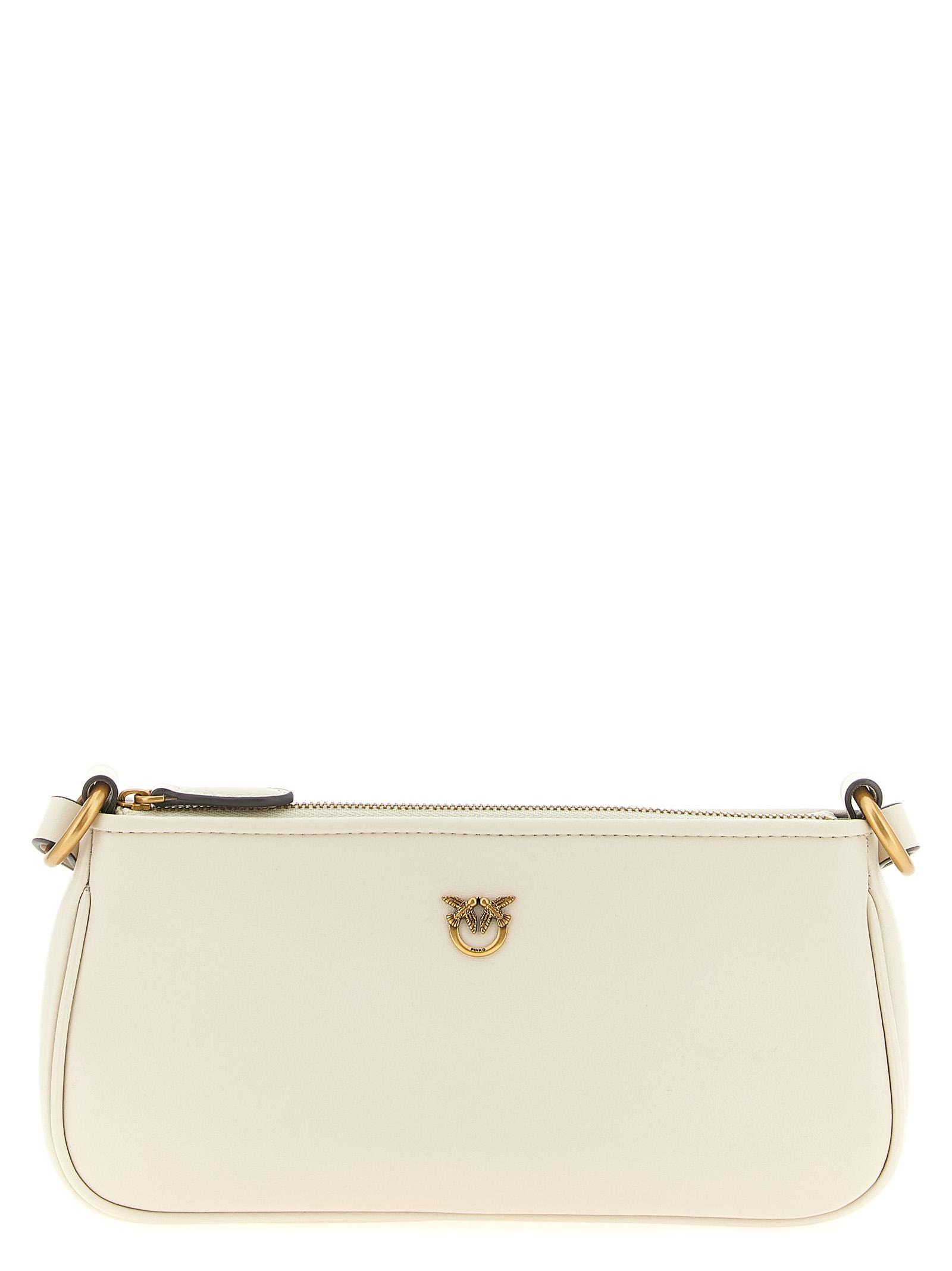 pinko half moon mini crossbody bag white - women