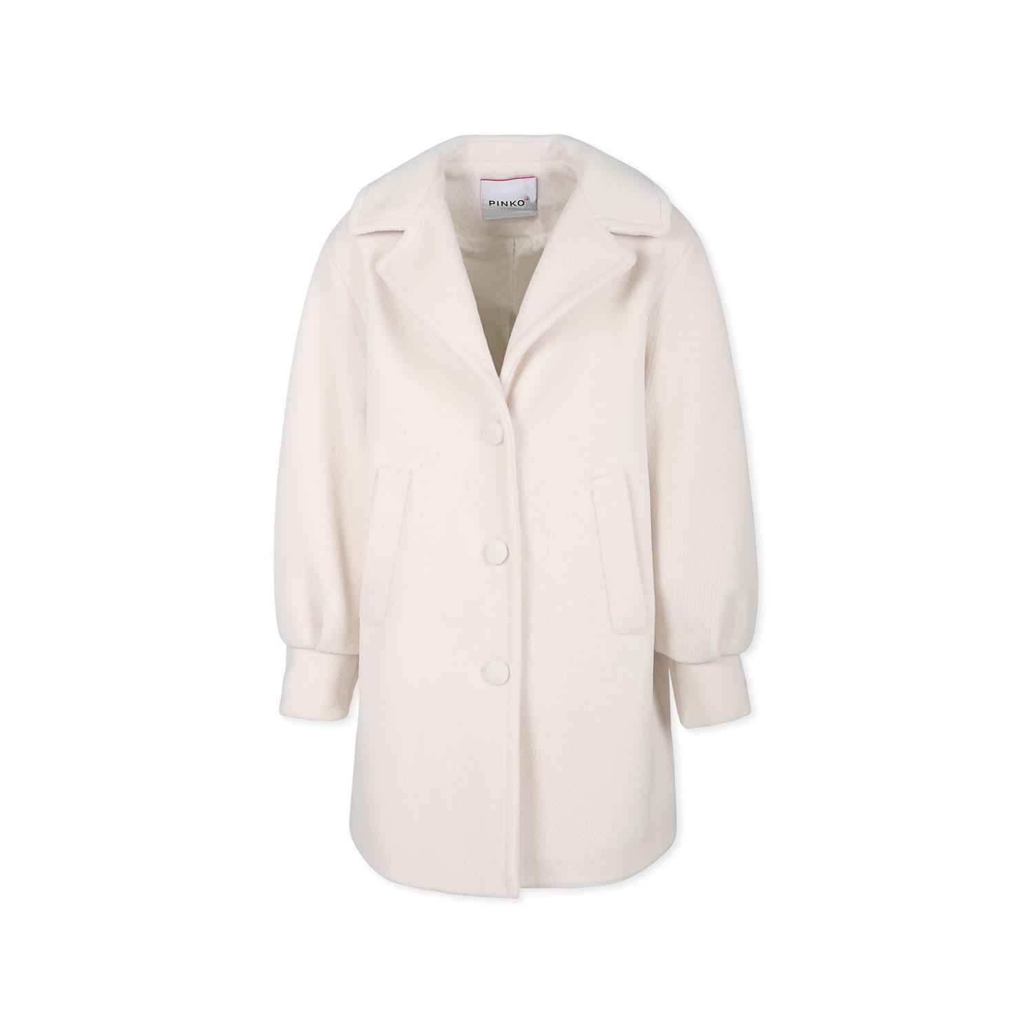 pinko ivory coat for girl with logo