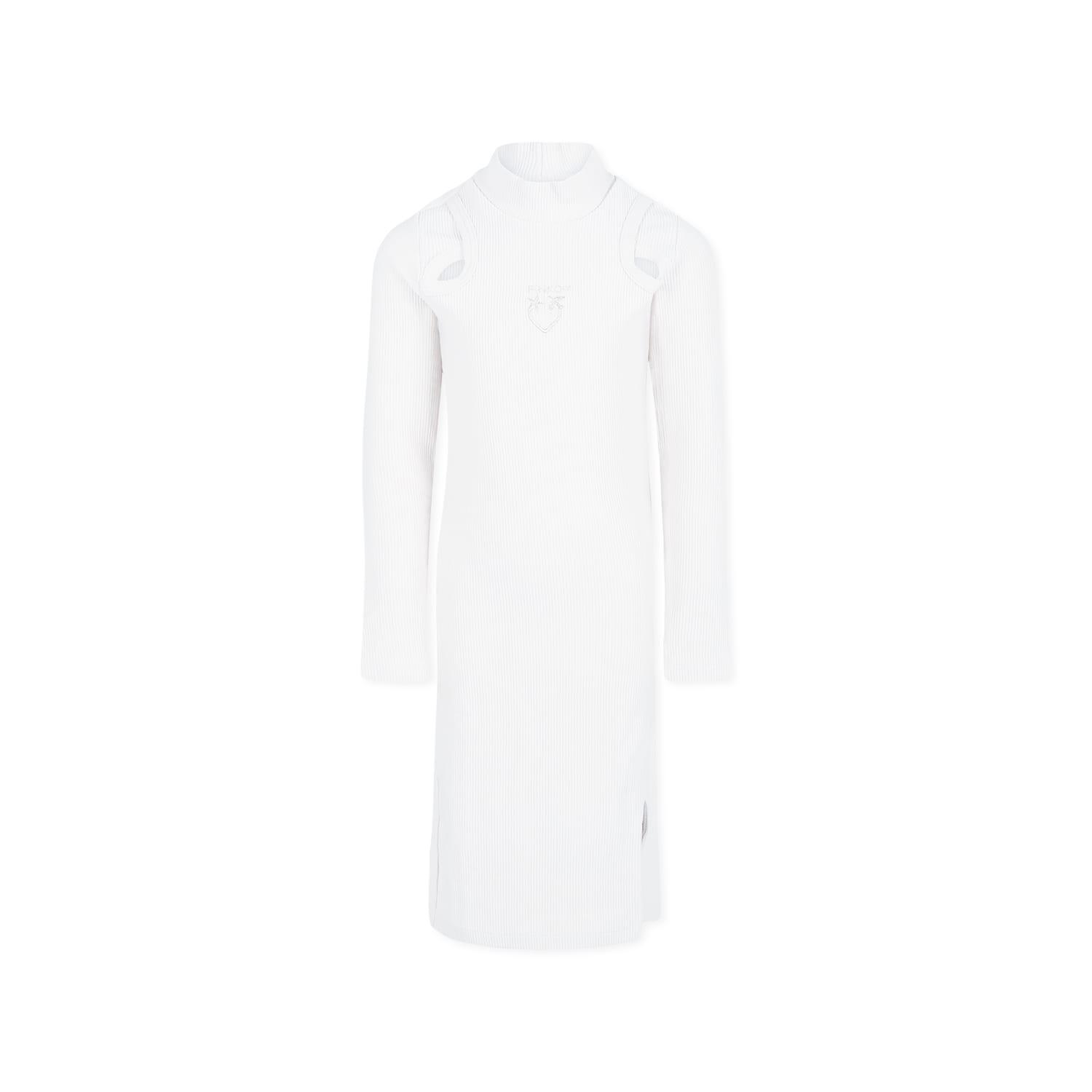 pinko ivory dress for girl with logo
