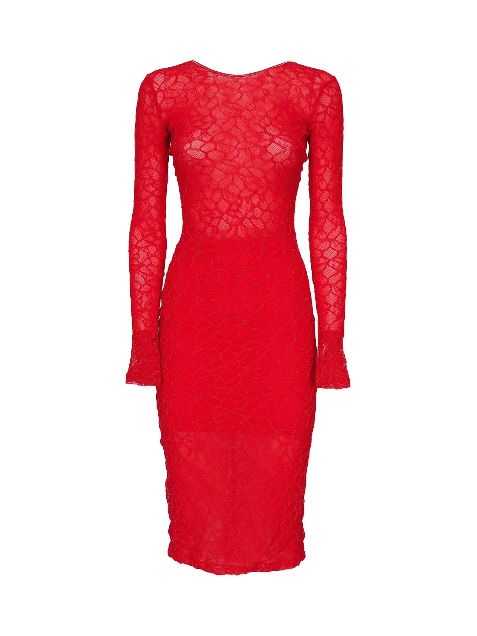 pinko lace dress with open back