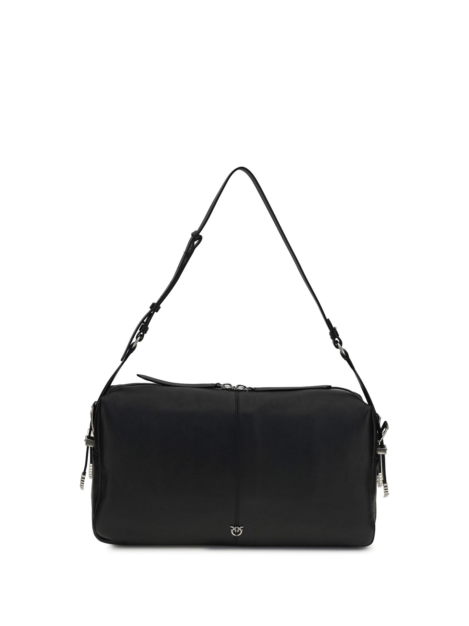 pinko large keeper shoulder bag in new biker leather