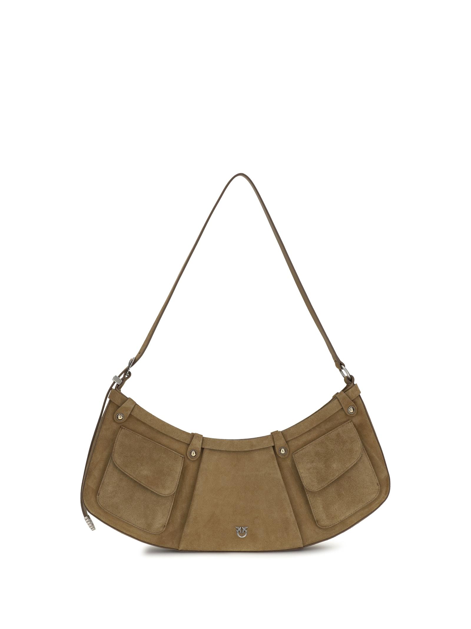 pinko large pocket body shoulder bag in suede
