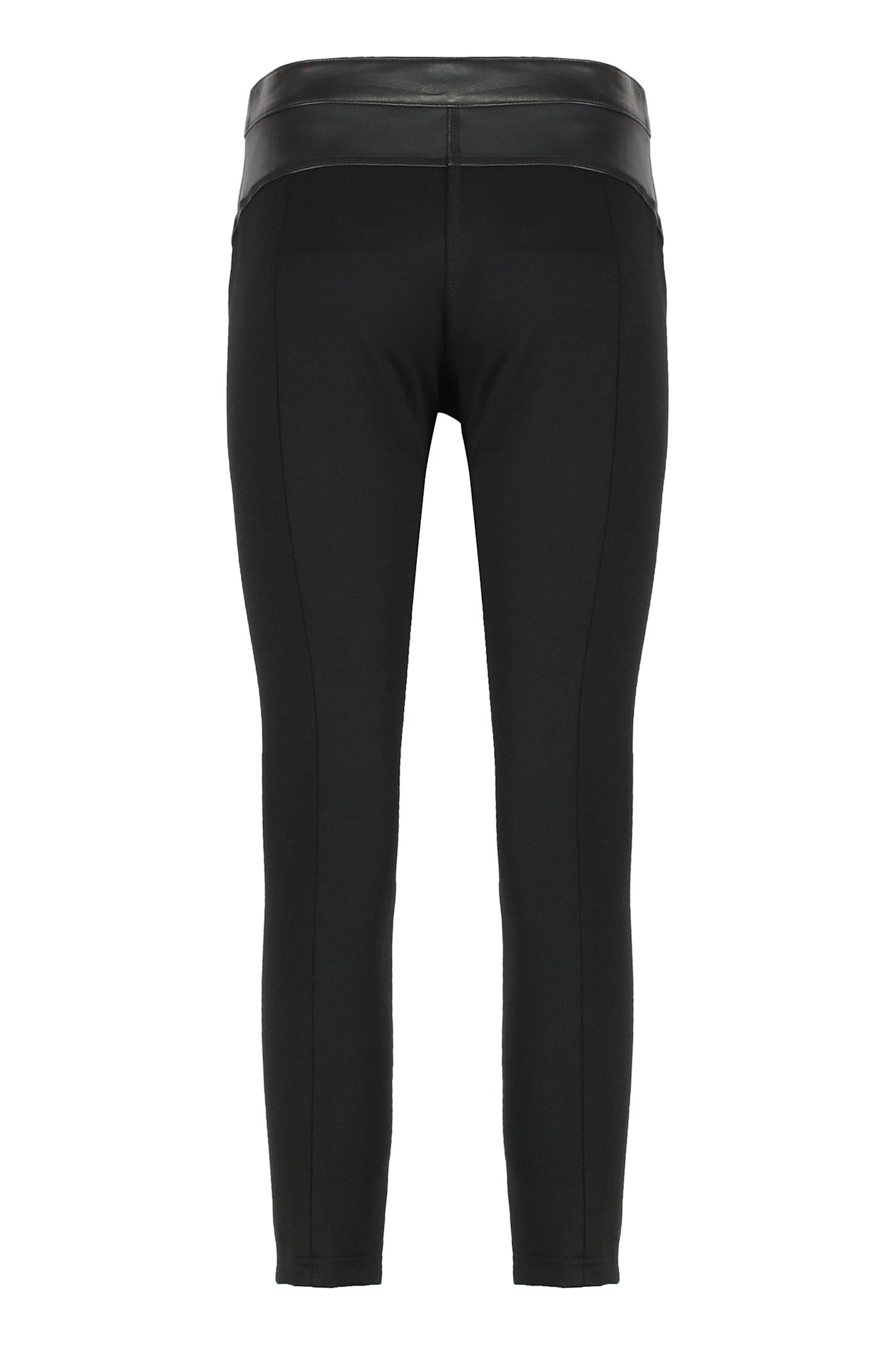pinko leather and stretch fabric pants