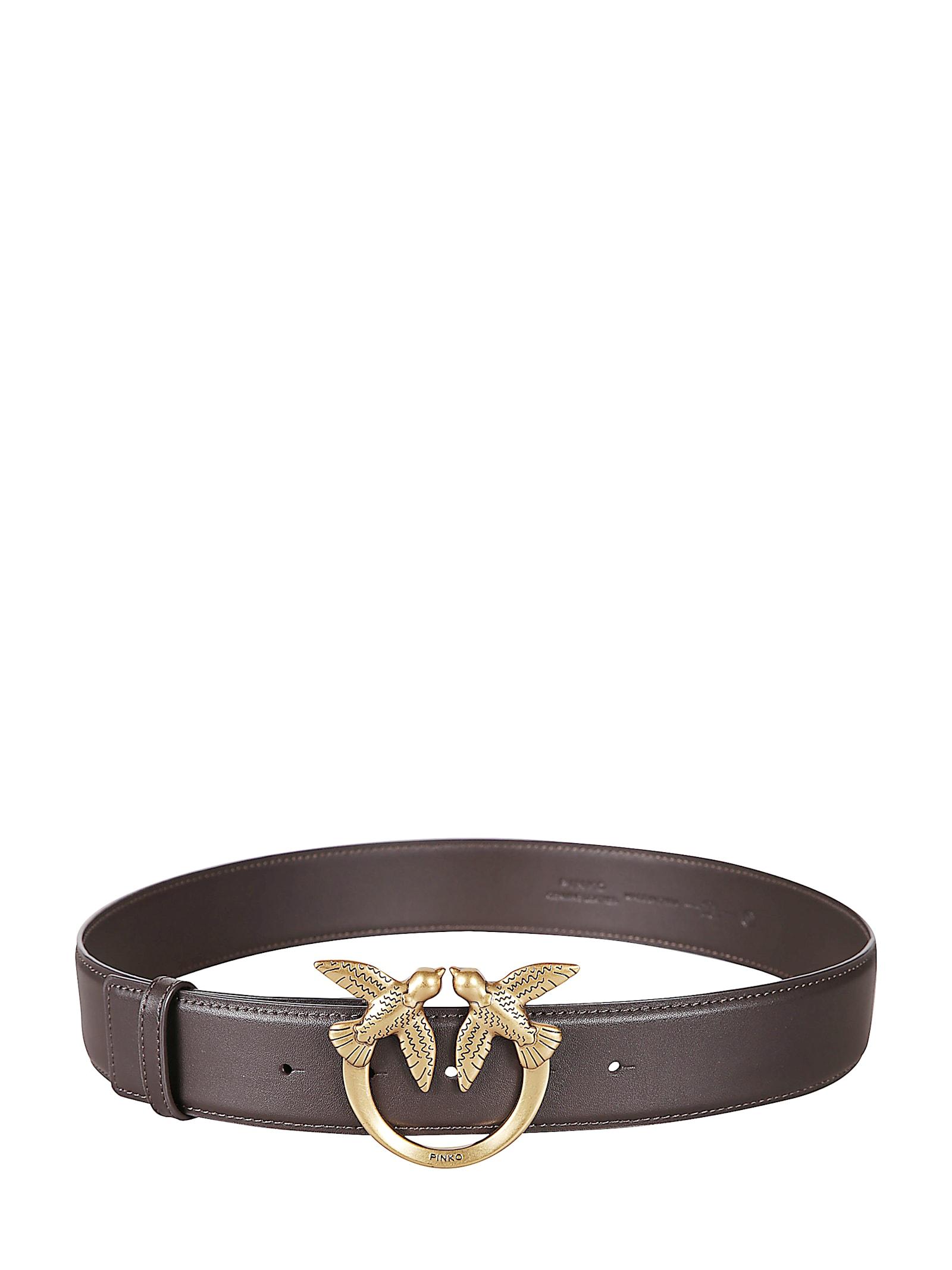 pinko leather belt with logo buckle
