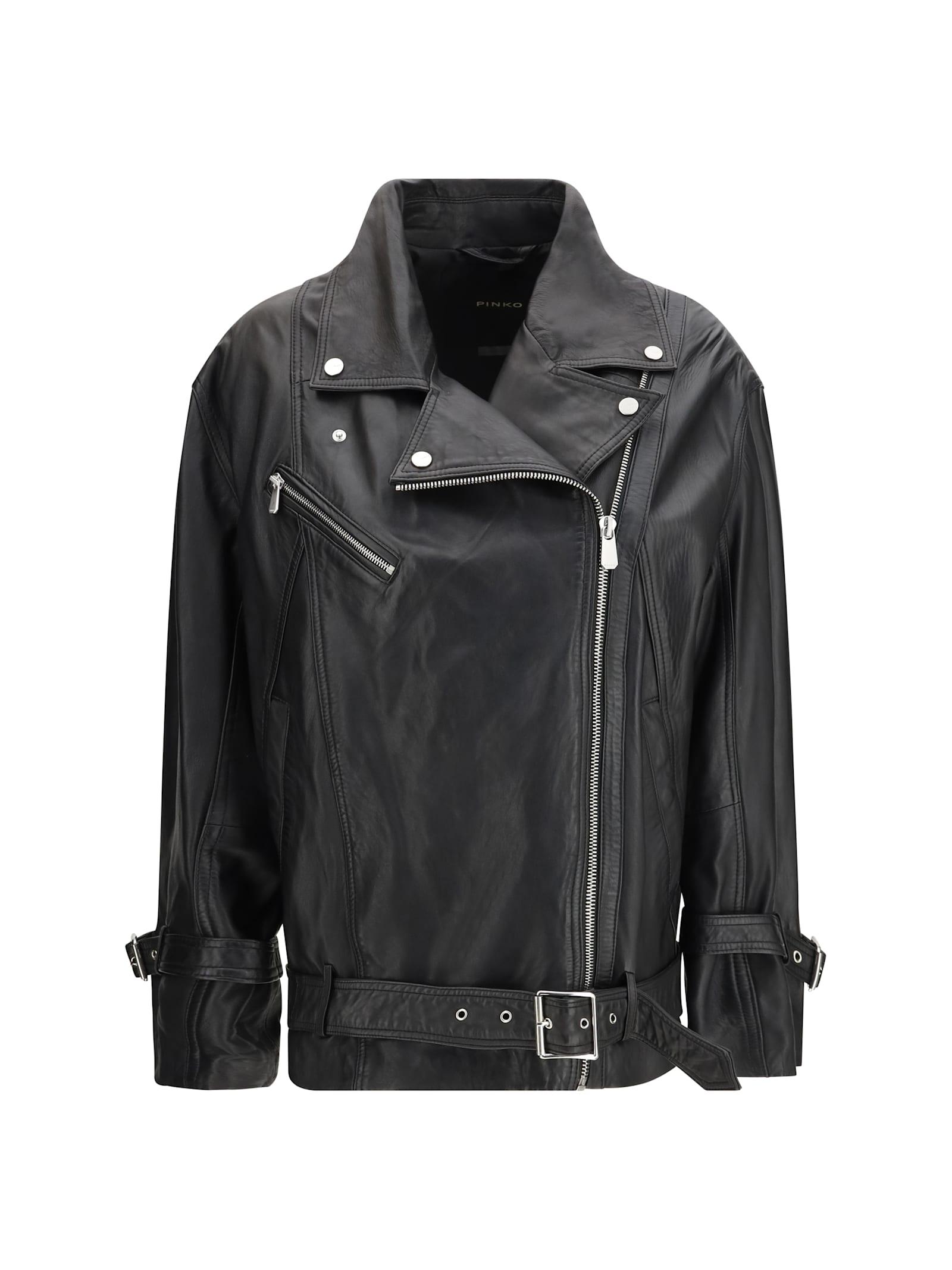 pinko leather biker jacket