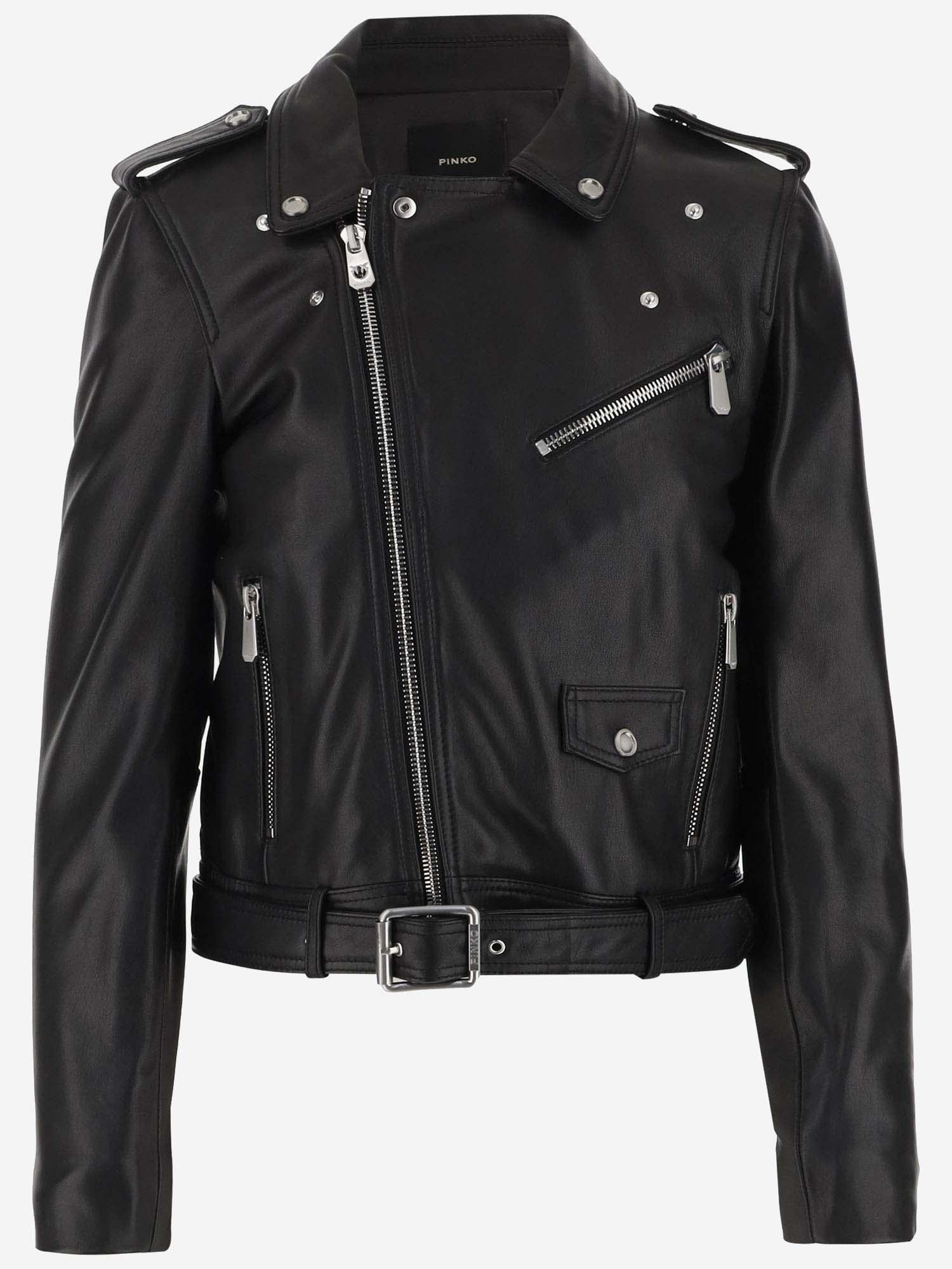 pinko leather biker jacket