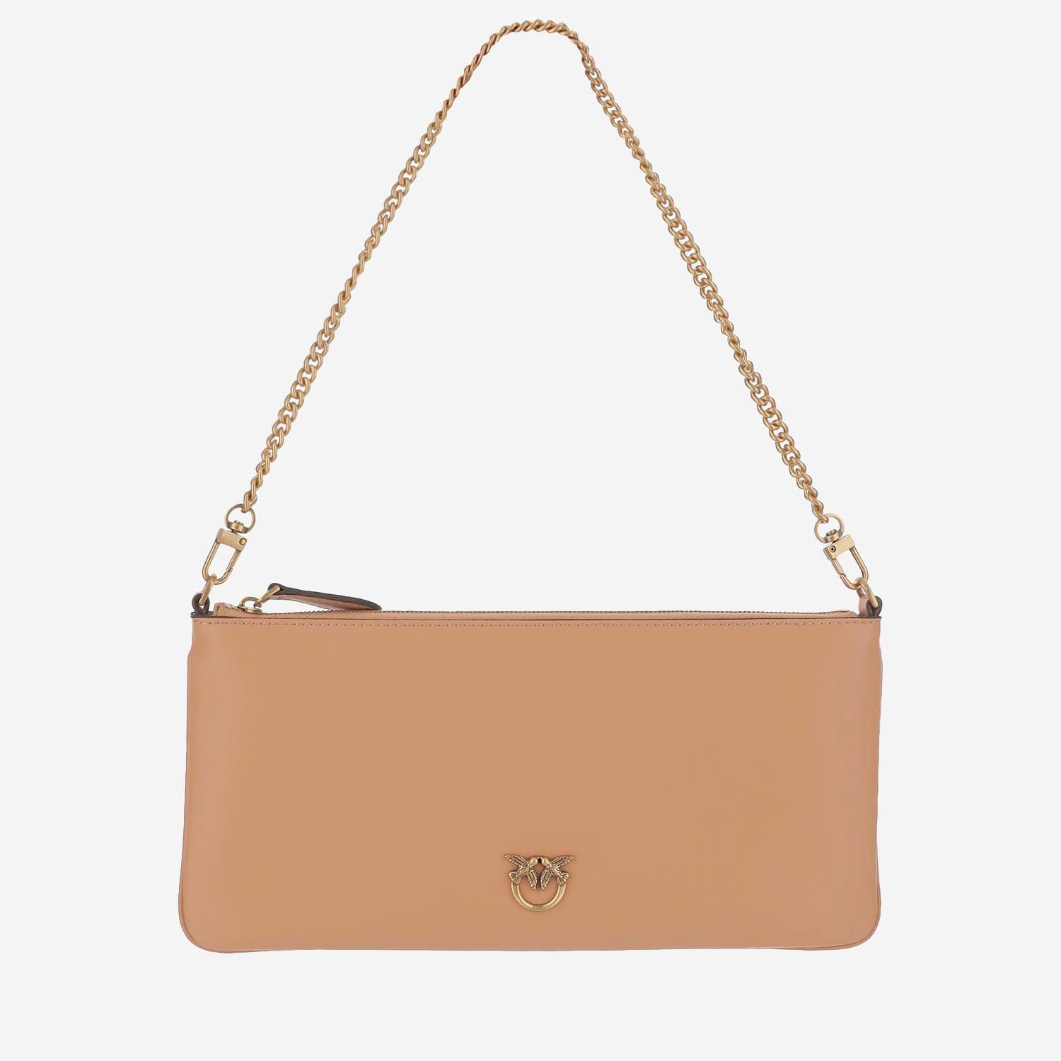 pinko leather clutch bag with logo