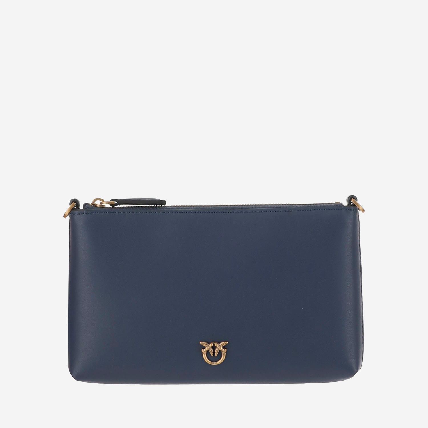 pinko leather clutch bag with logo