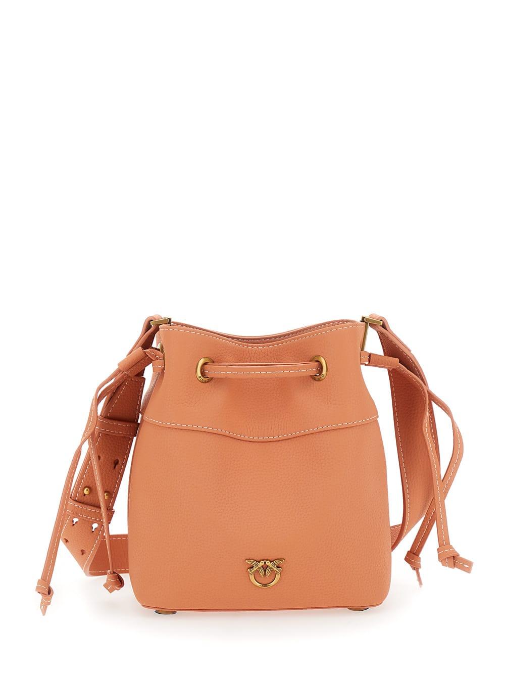 pinko leather shoulder bag with logo