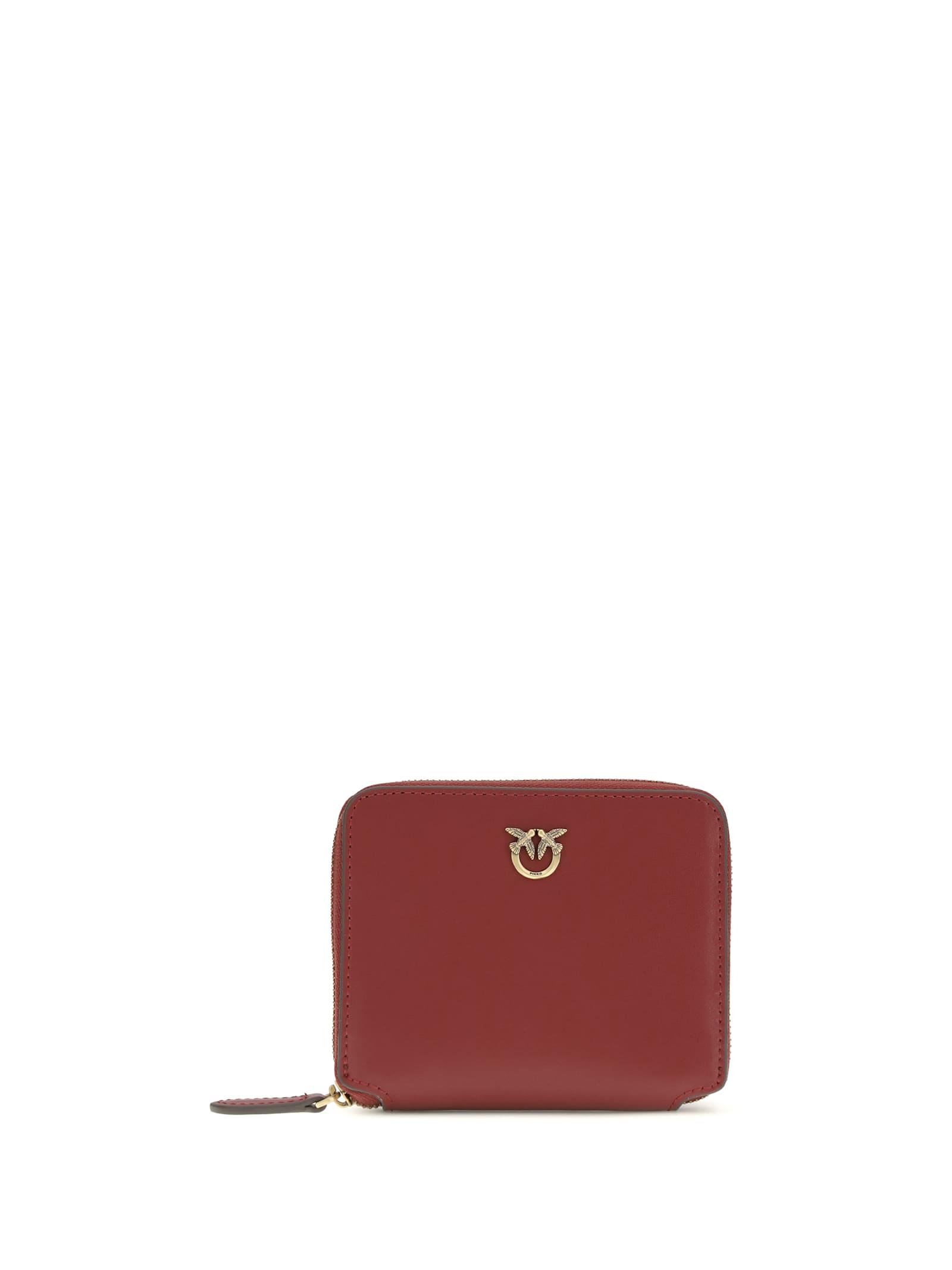 pinko leather zip-around wallet