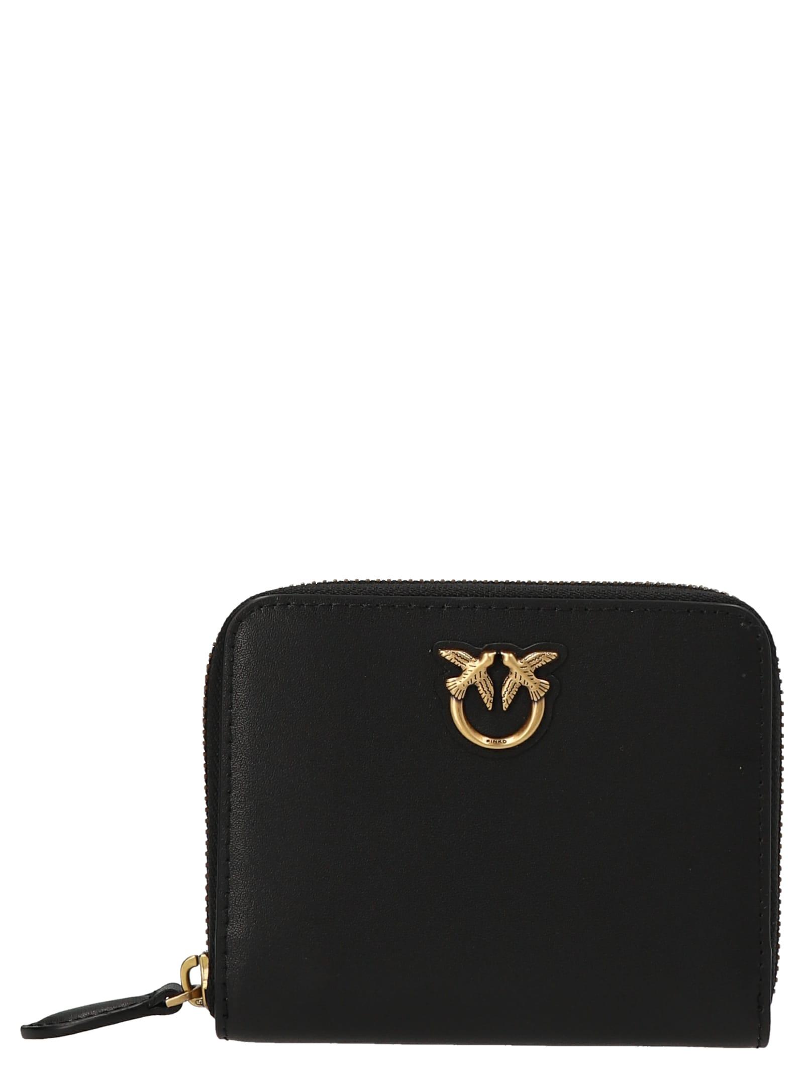 pinko leather zip-around wallet