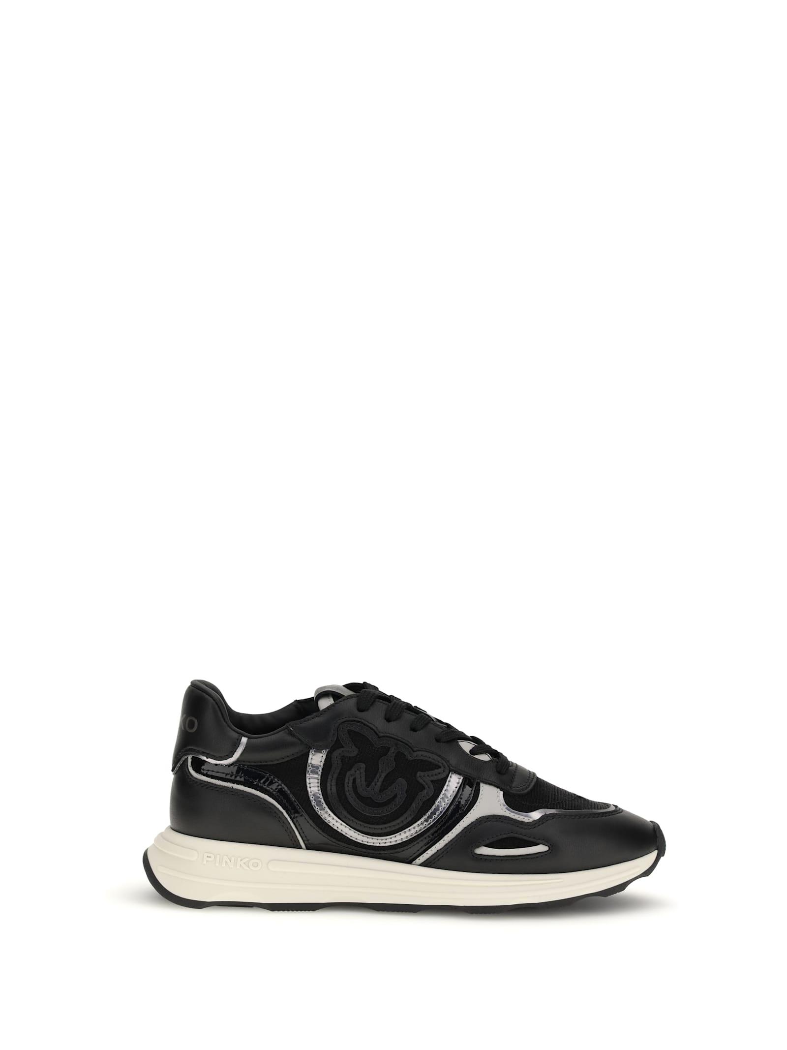 pinko leather zoe sneakers with mesh inserts