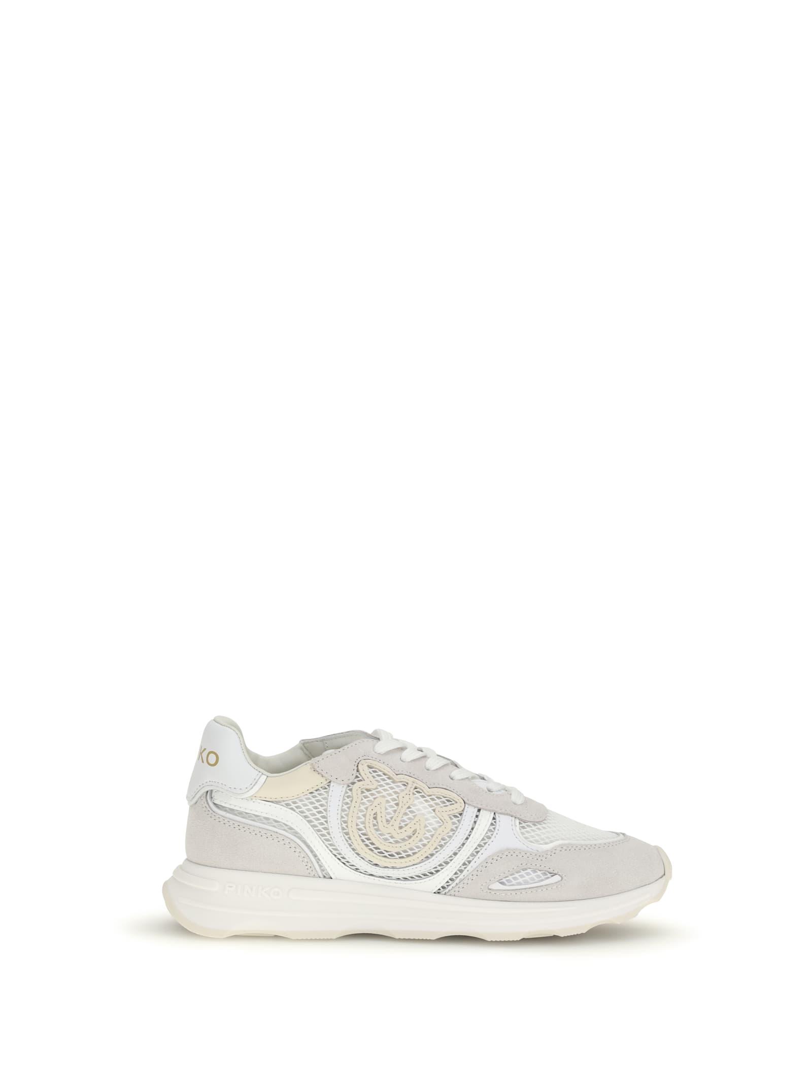 pinko leather zoe sneakers with mesh inserts