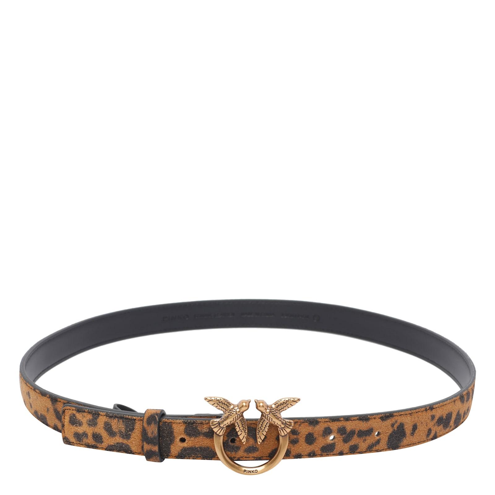 pinko leopard suede belt