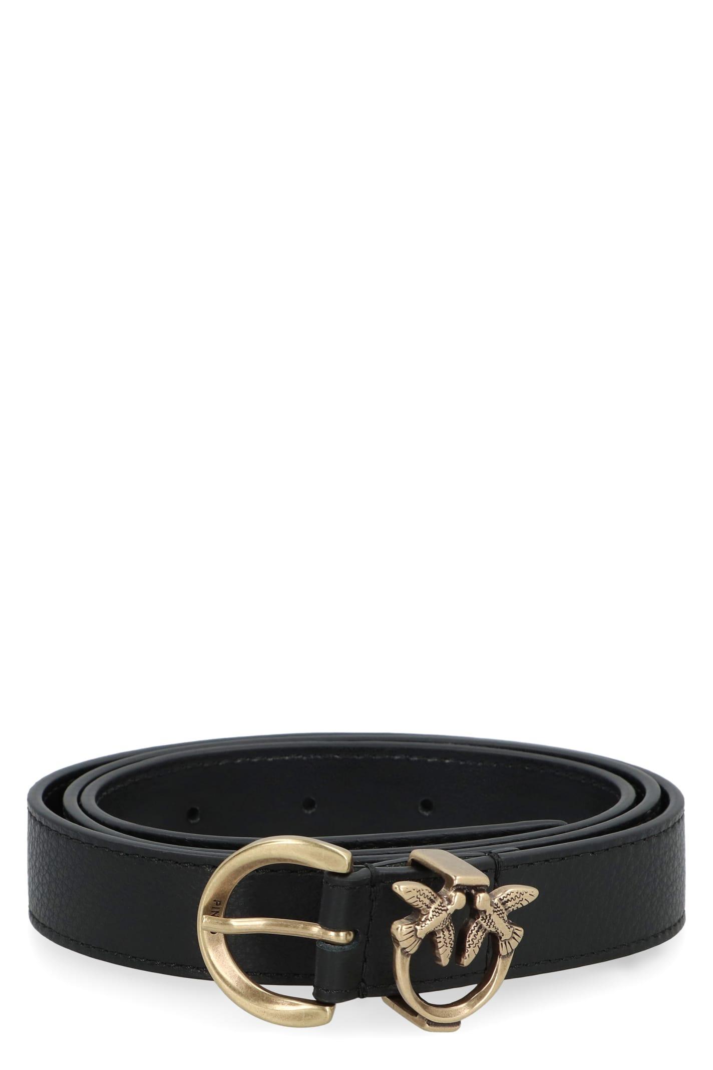 pinko logo buckle leather belt