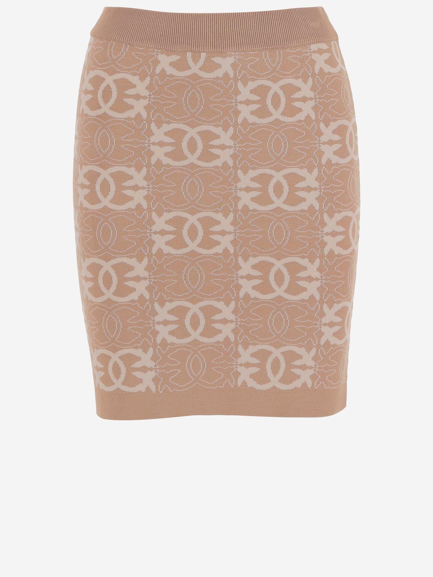 pinko love birds skirt in viscose blend