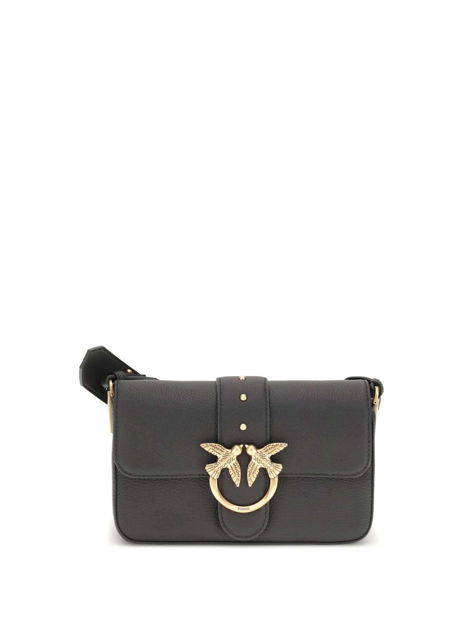 pinko love leather shoulder bag