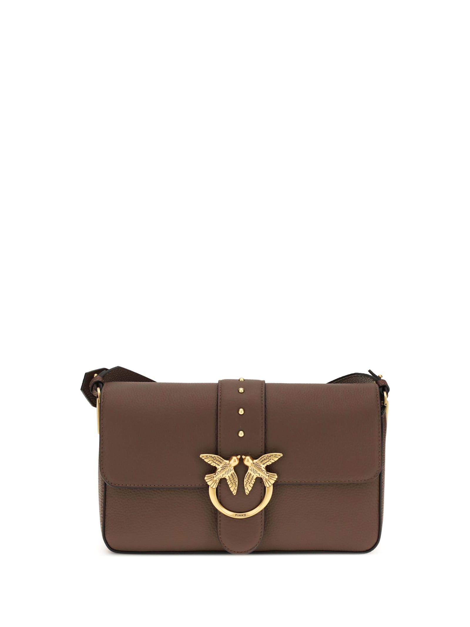 pinko love leather shoulder bag