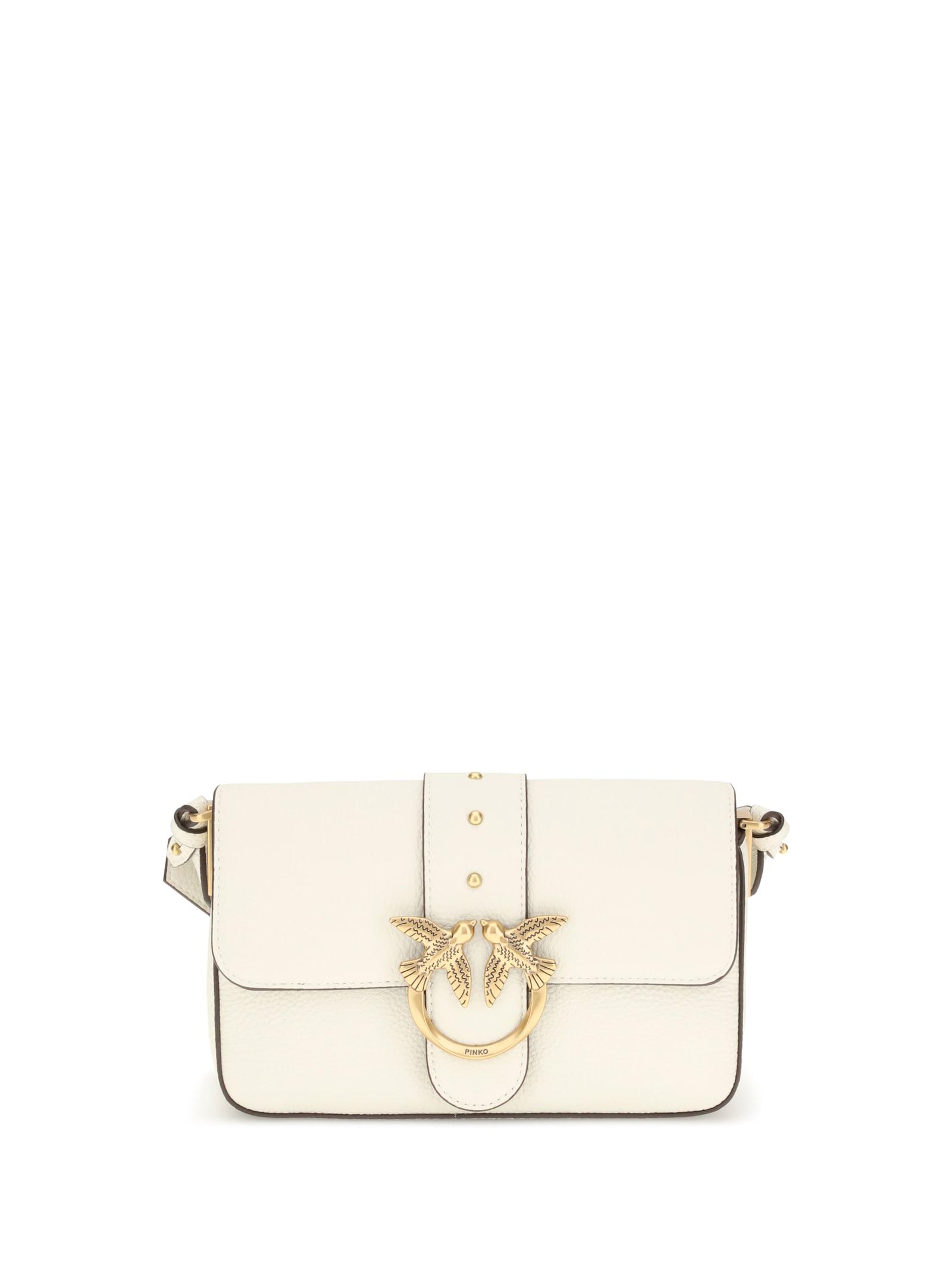 pinko love leather shoulder bag