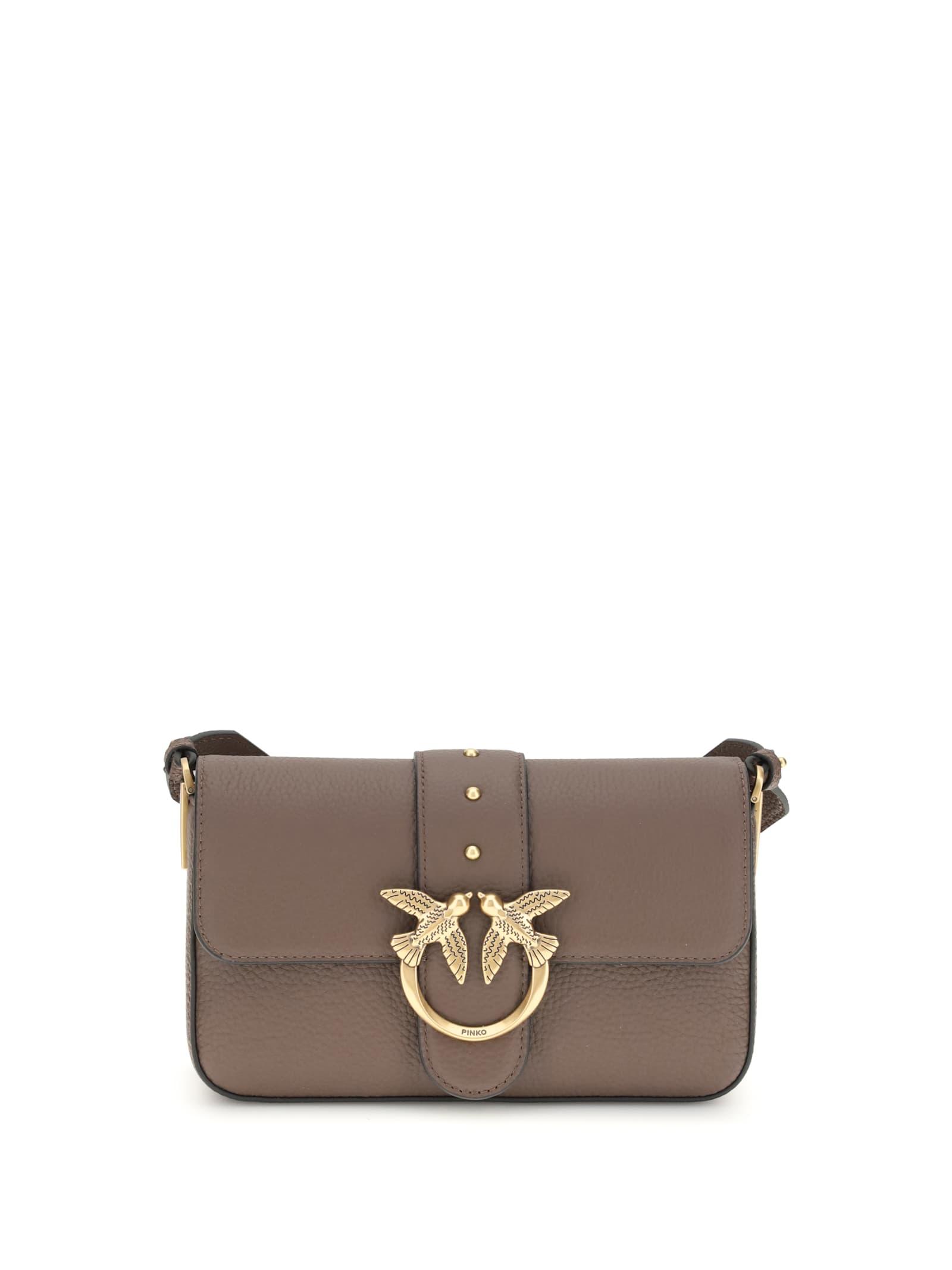 pinko love leather shoulder bag