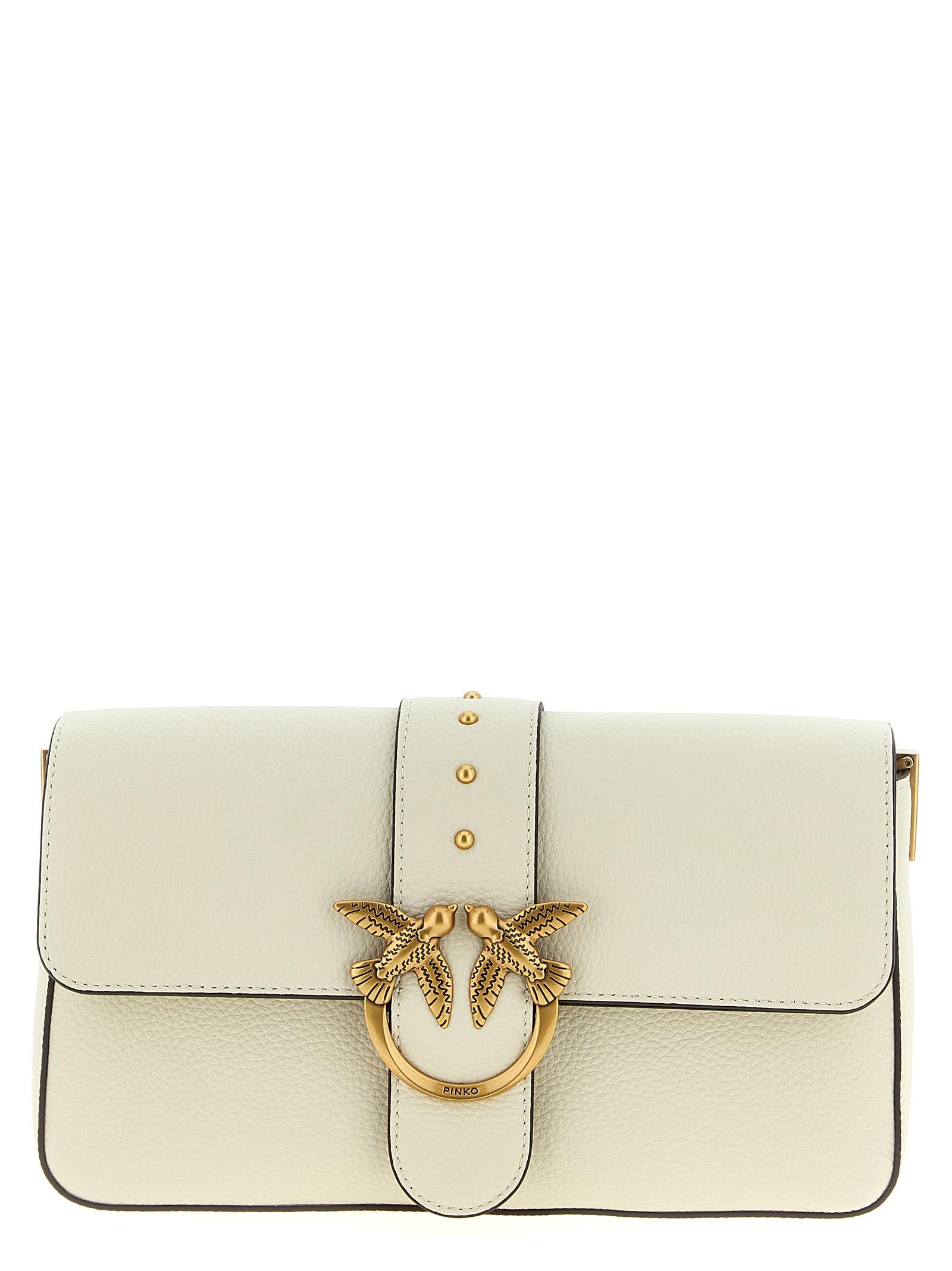 pinko love one classic crossbody bag white - women