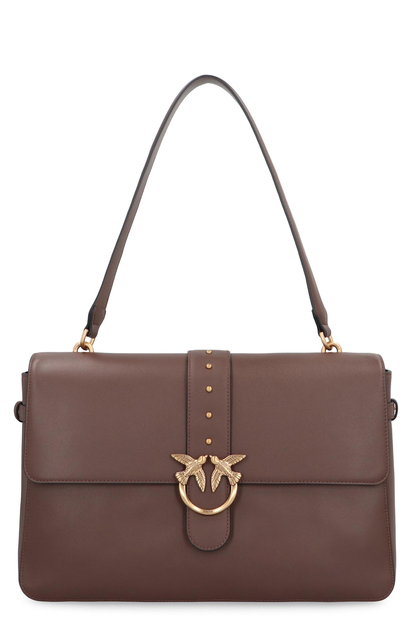 pinko maxi love bag slouchy shoulder bag in leather