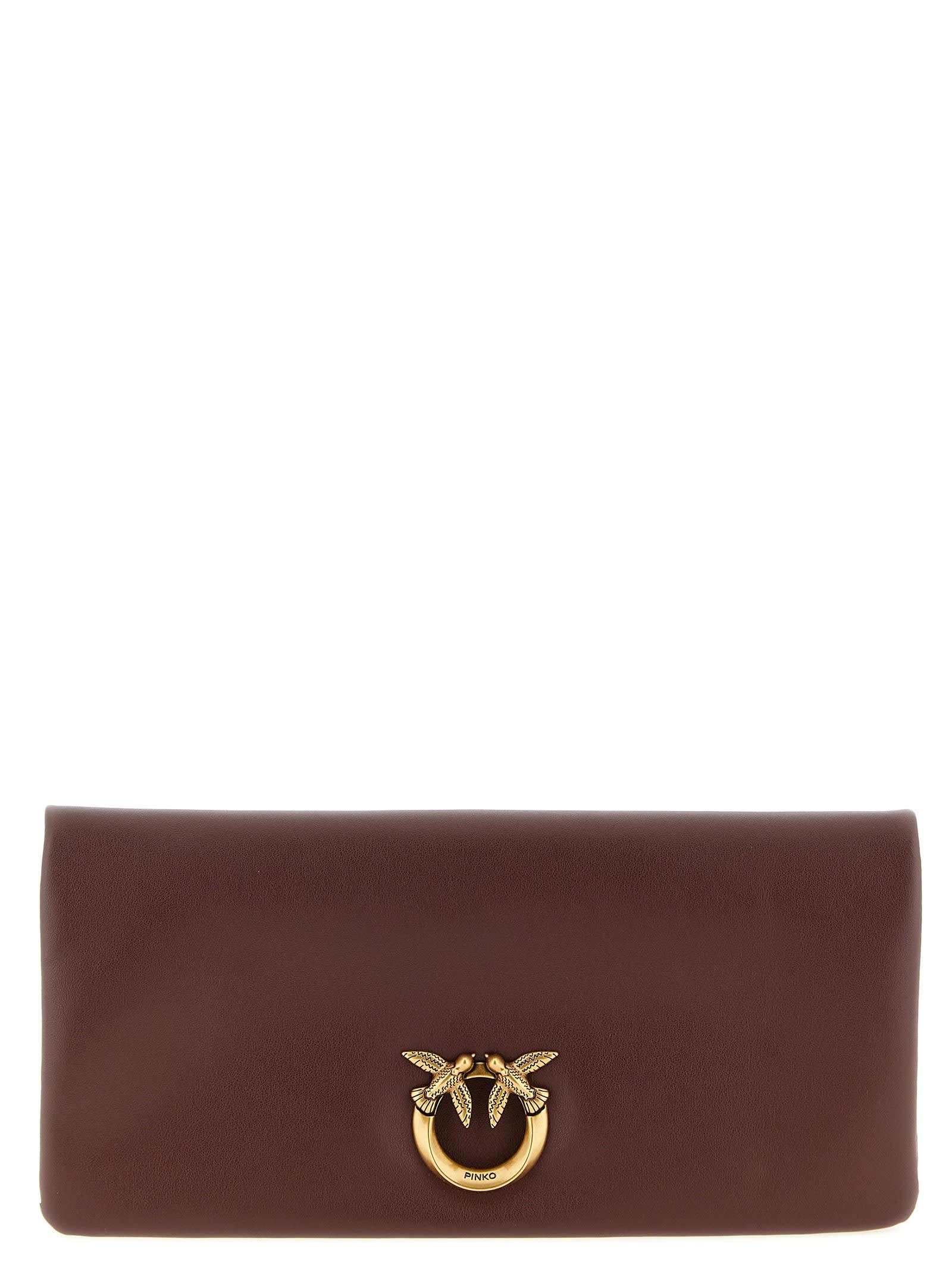 pinko medium love click soft horizontal clutch bag