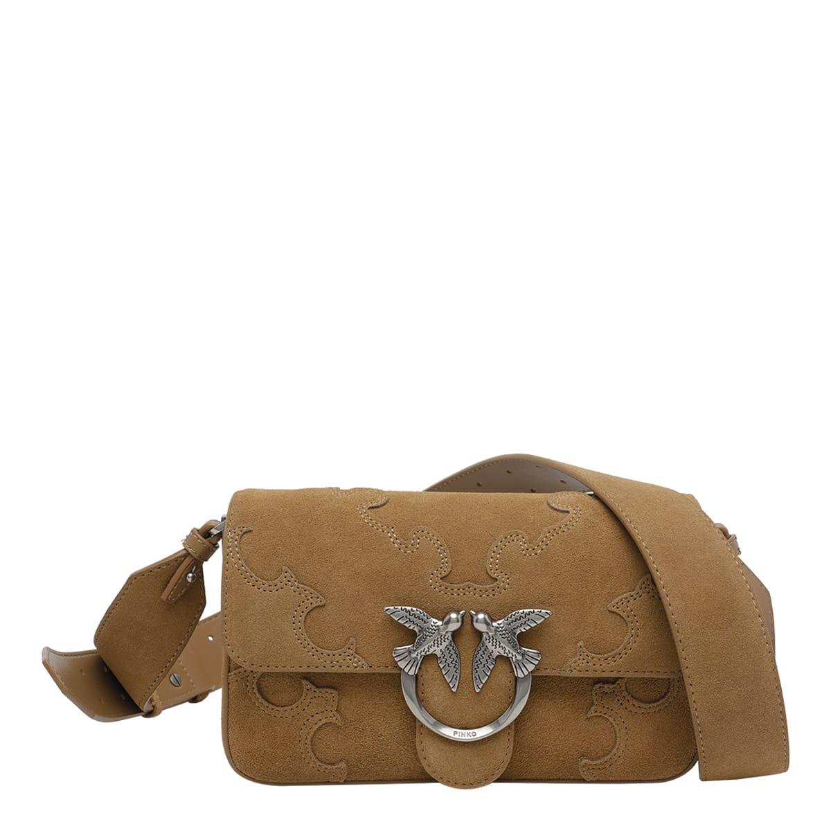 pinko mini love one slouchy crossbody bag