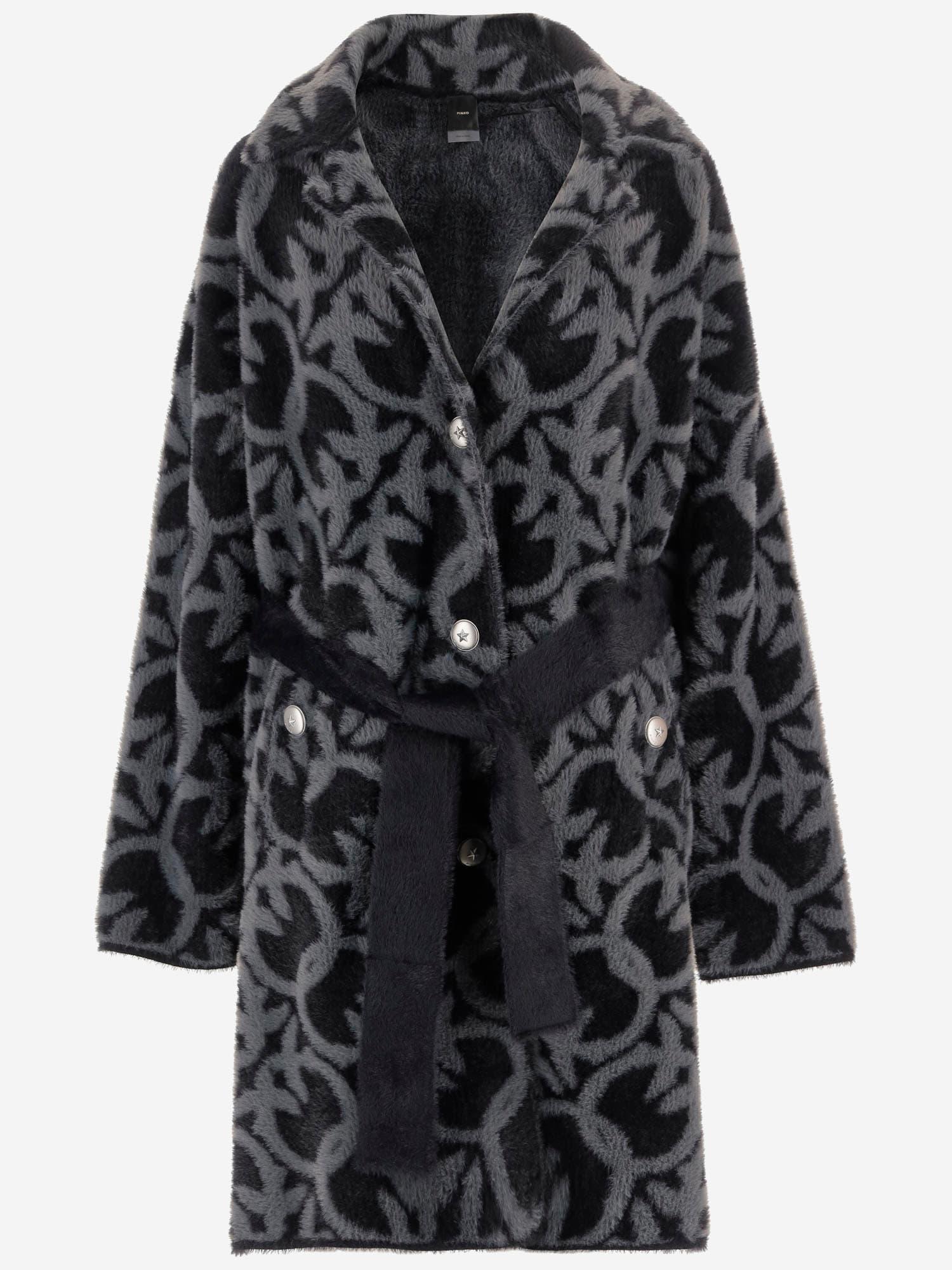 pinko nylon coat with love birds motif