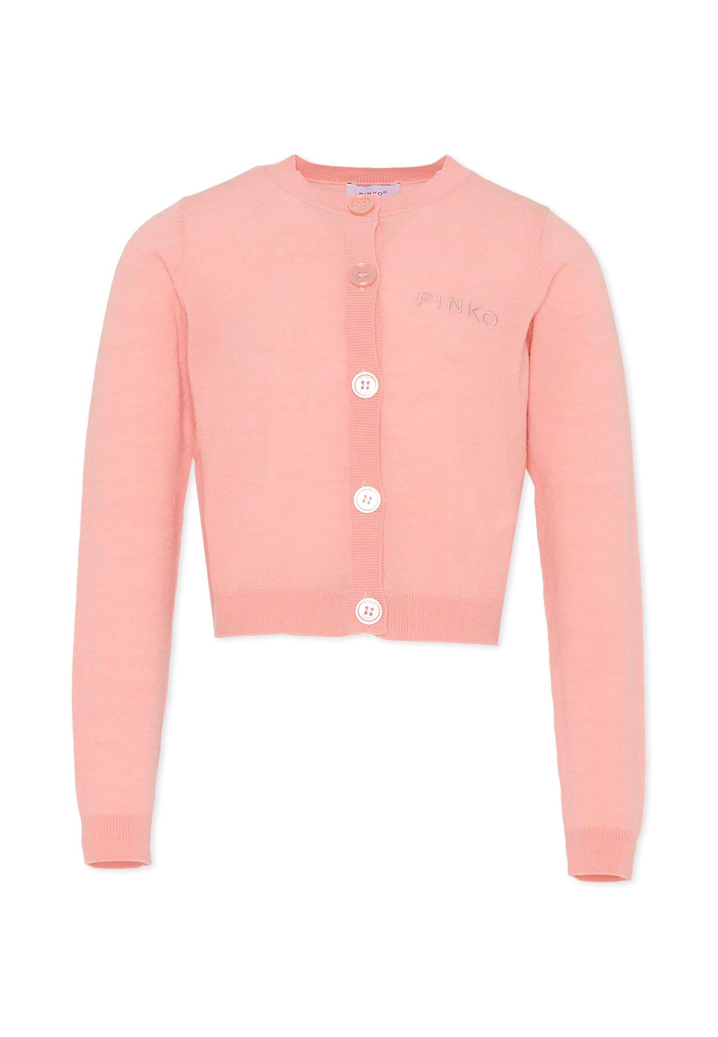 pinko pink cardigan for girl with logo