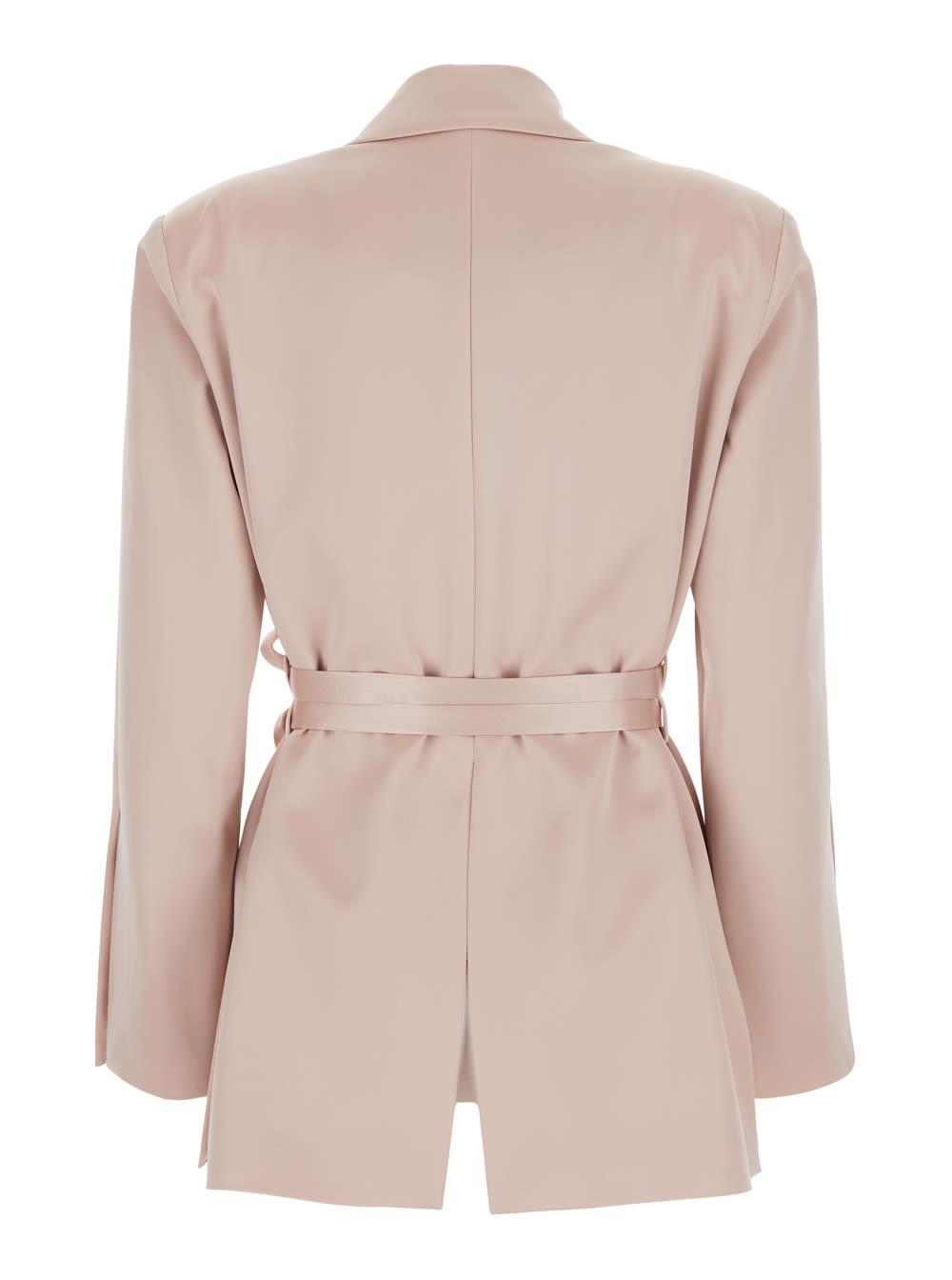 pinko pink rapa satin jacket with front satin closure for women