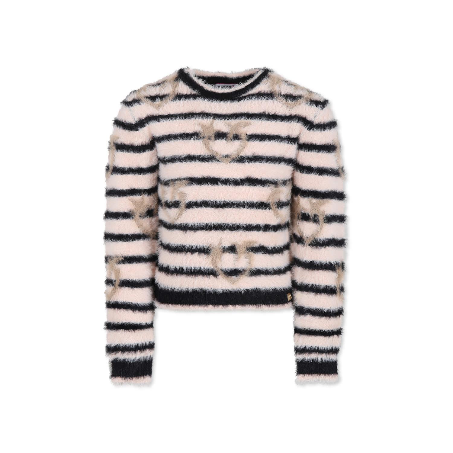 pinko pink sweater for girl with logo