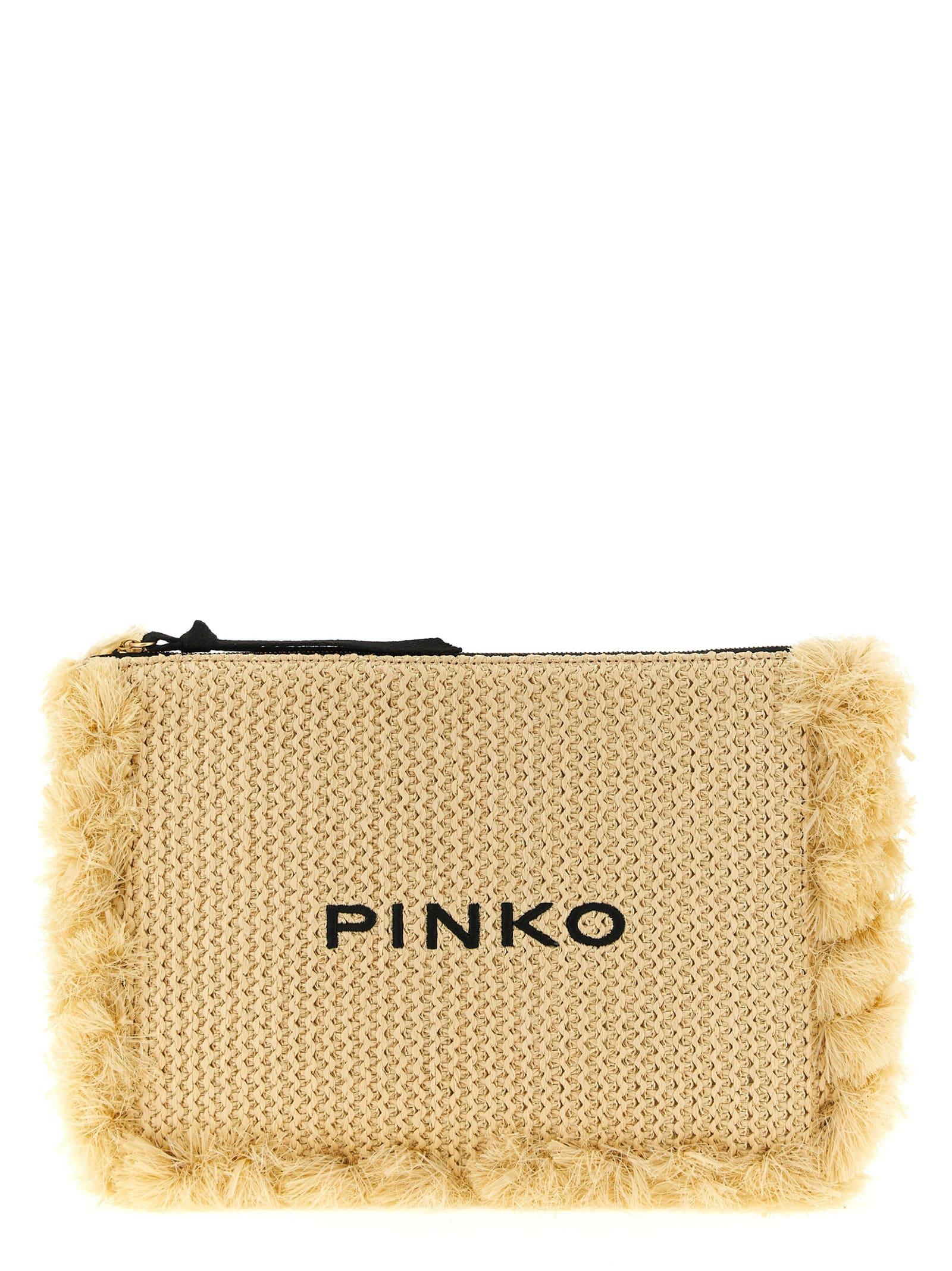 pinko raffia clutch
